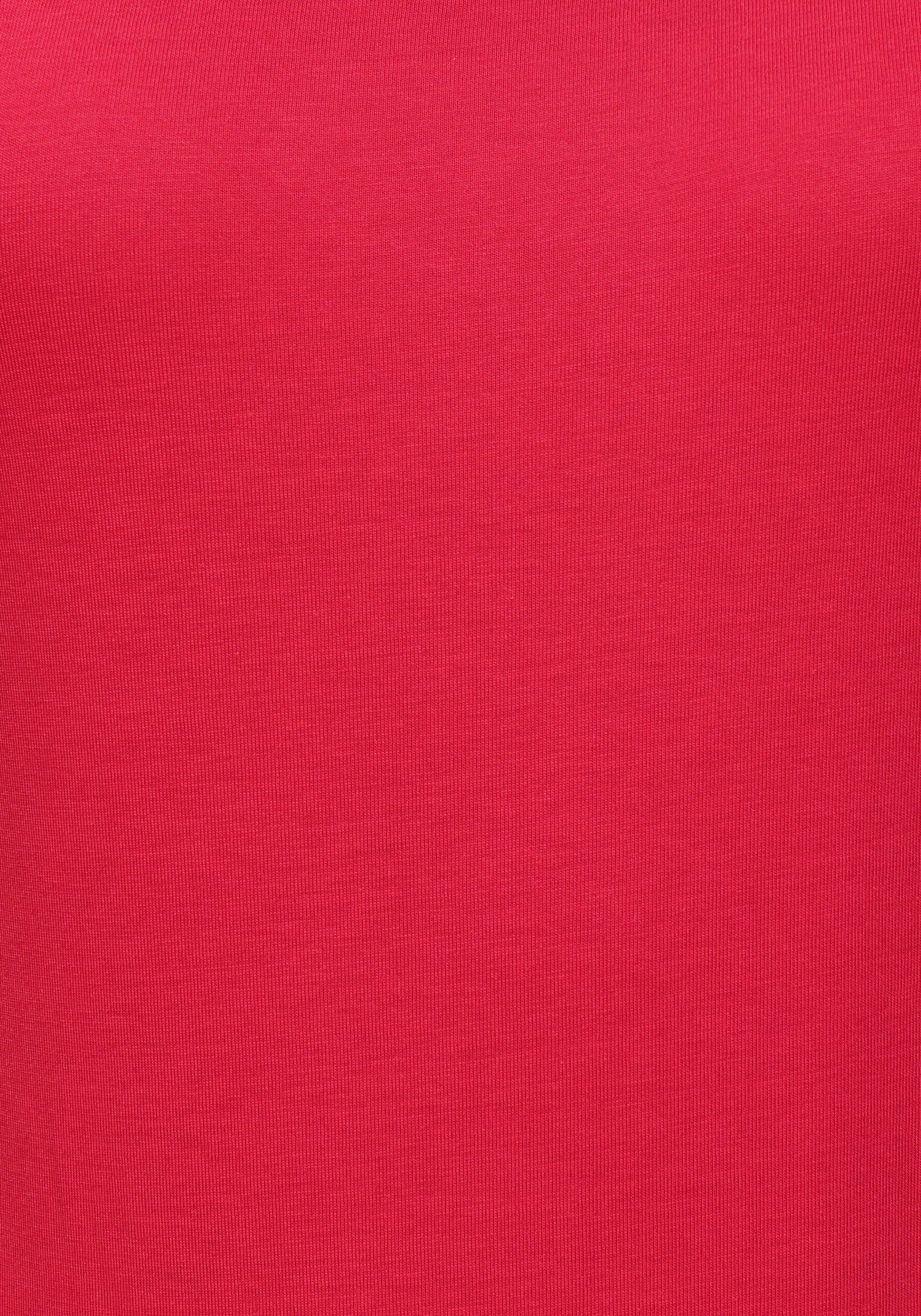 Flashlights rot, (2er-Pack) kleinem & Ärmelaufschlag jeansblau mit überschnittenen Schultern T-Shirt