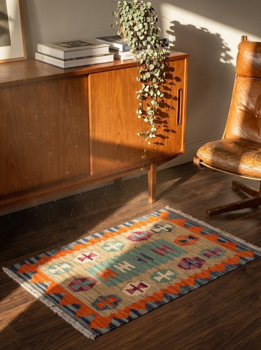 Looma Teppich Kelim Gashgai 91x64cm, rechteckig, Höhe: 5 mm, Gashgai, Schurwolle, Unikat