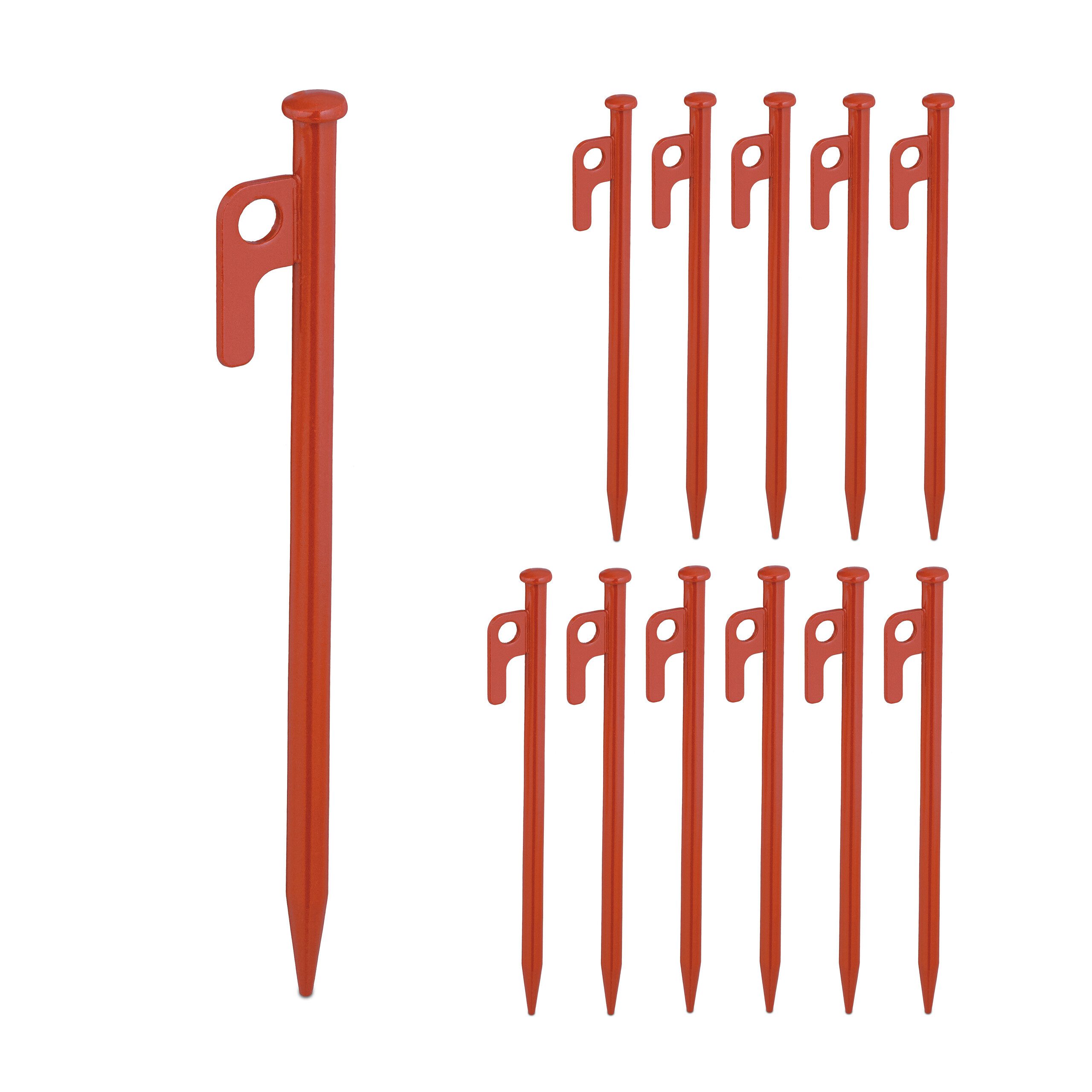 relaxdays Zelthering Felsbodenheringe rot 12er Set, (12er Set, 12-St)