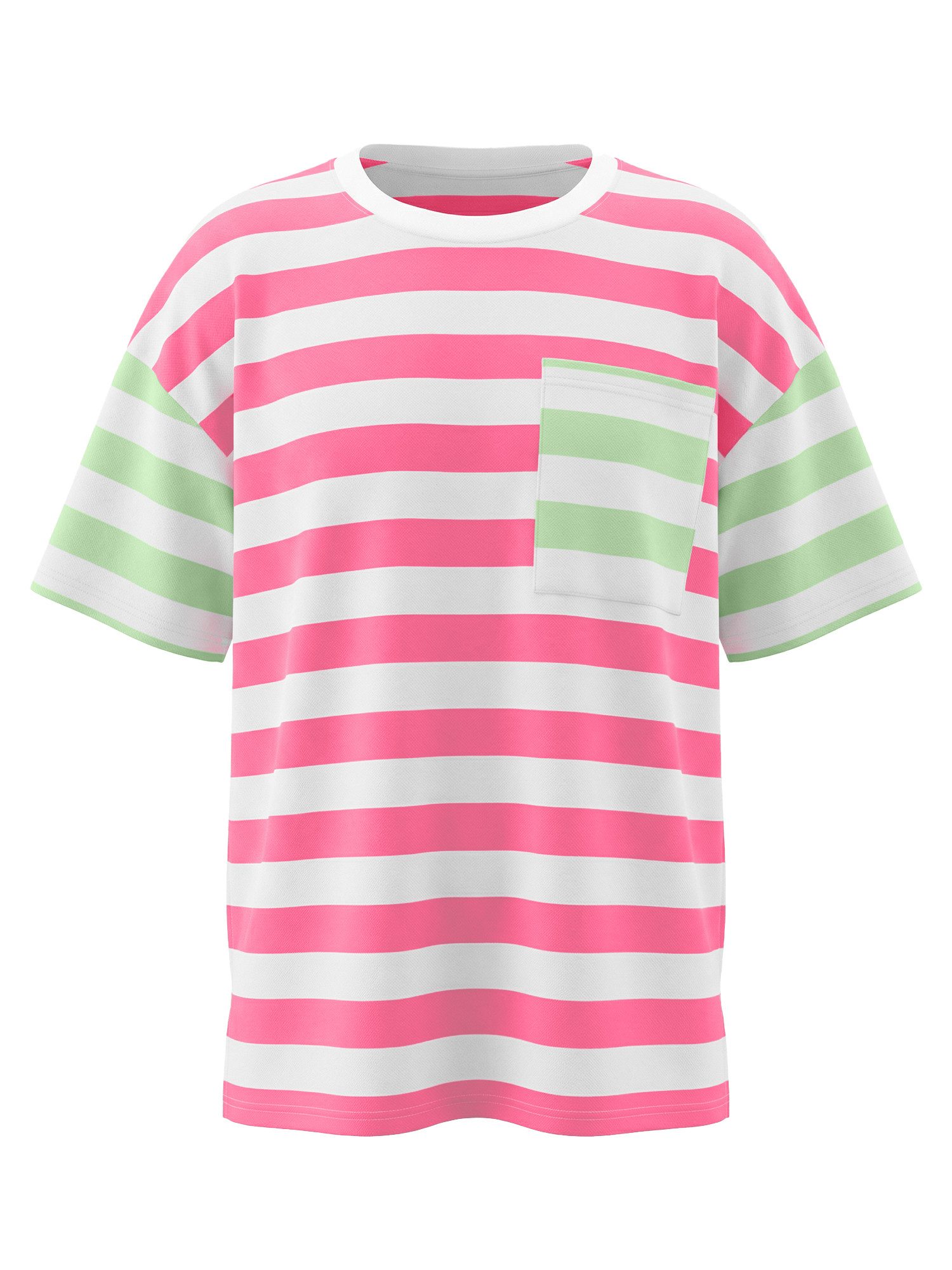 T-Shirt Damen Bluse mit Streifen und Farbblöcken