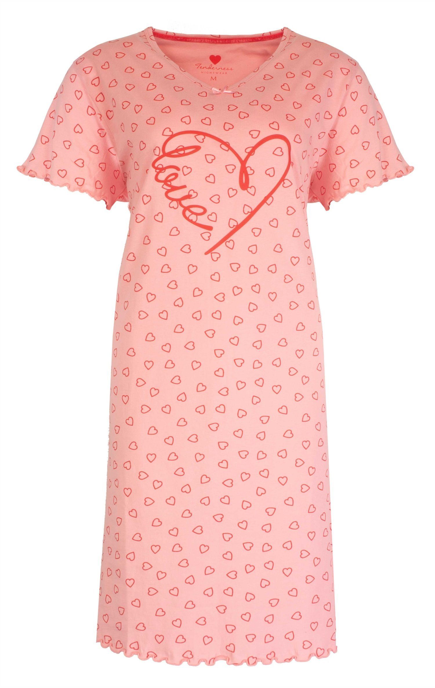 Tenderness Nachthemd Damen Schlafshirt mit Herzen (1-tlg) Baumwolle