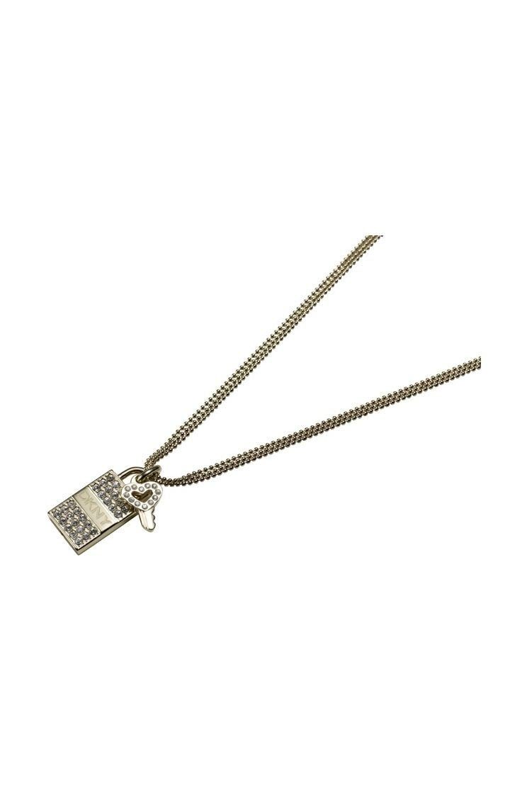 DKNY Collier Damen, aus Edelstahl, mit Zirkonia, 2 Anhänger, Karabiner, 45cm lang