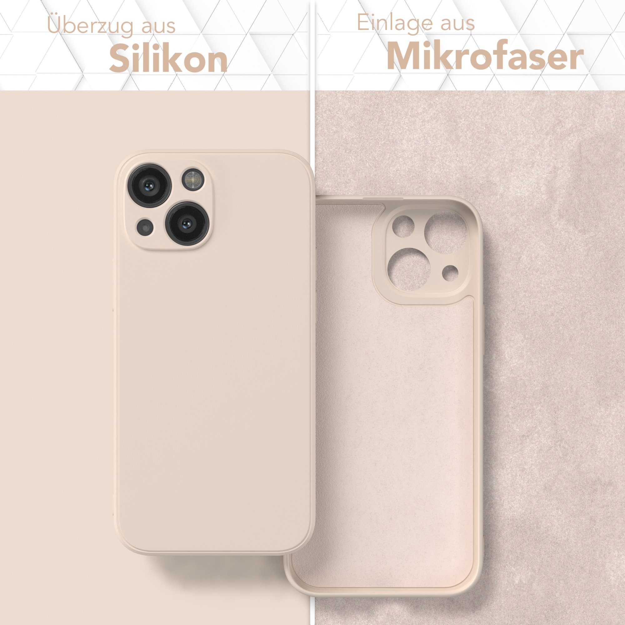 EAZY CASE Handyhülle für Apple iPhone 13 Mini Hülle Silikon 5,4 Zoll, Bumper Case Matt Slimcover Silikonschutzhülle elastisch Taupe / Beige – Bild 3 von 5