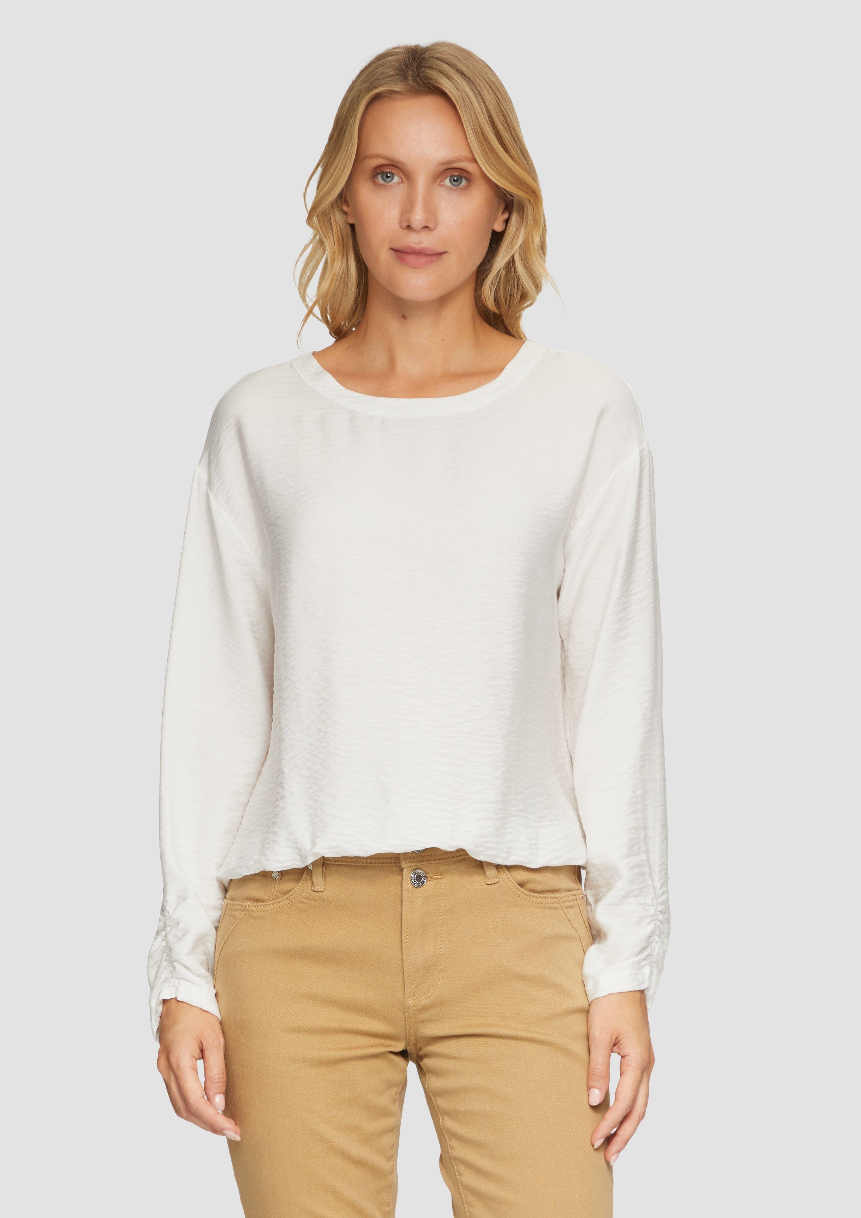 Langarmbluse Viskose-Bluse mit elastischem Saum