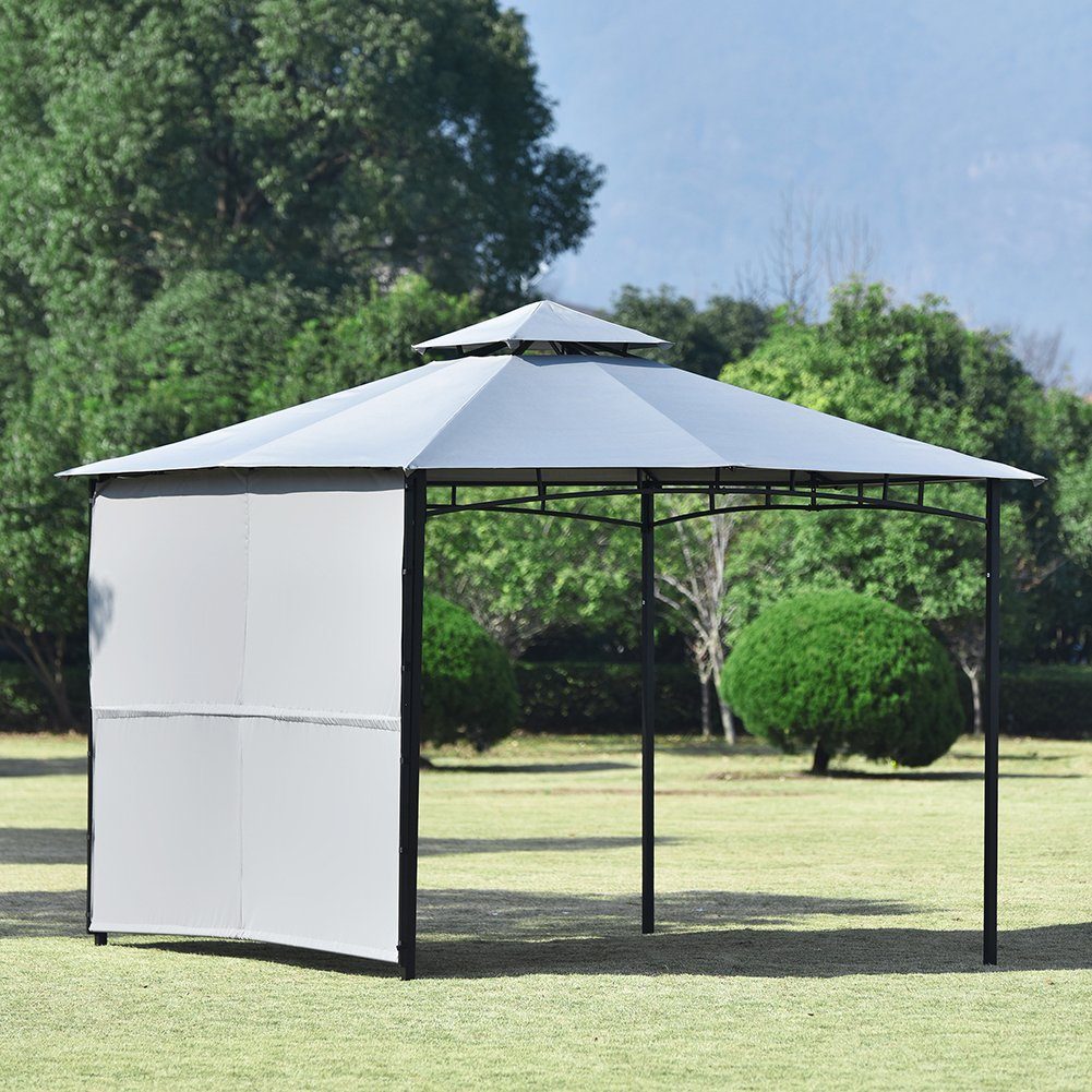 Pavillon, mit 1 Seitenteilen, Gartenpavillon mit ausziehbare Seitenteil, Wasserdicht Partyzelt, UV-Schutz, Stahlgestell, 3 x 3 x 2,6 m