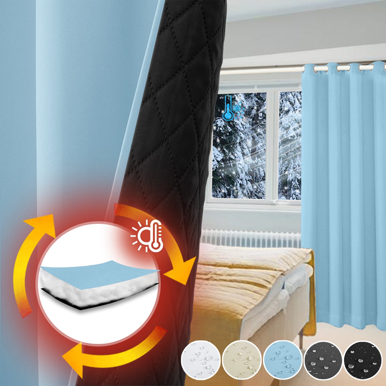 Sunicol Gardine Thermovorhang Kälteschutz Blickdichte Vorhänge günstig online kaufen