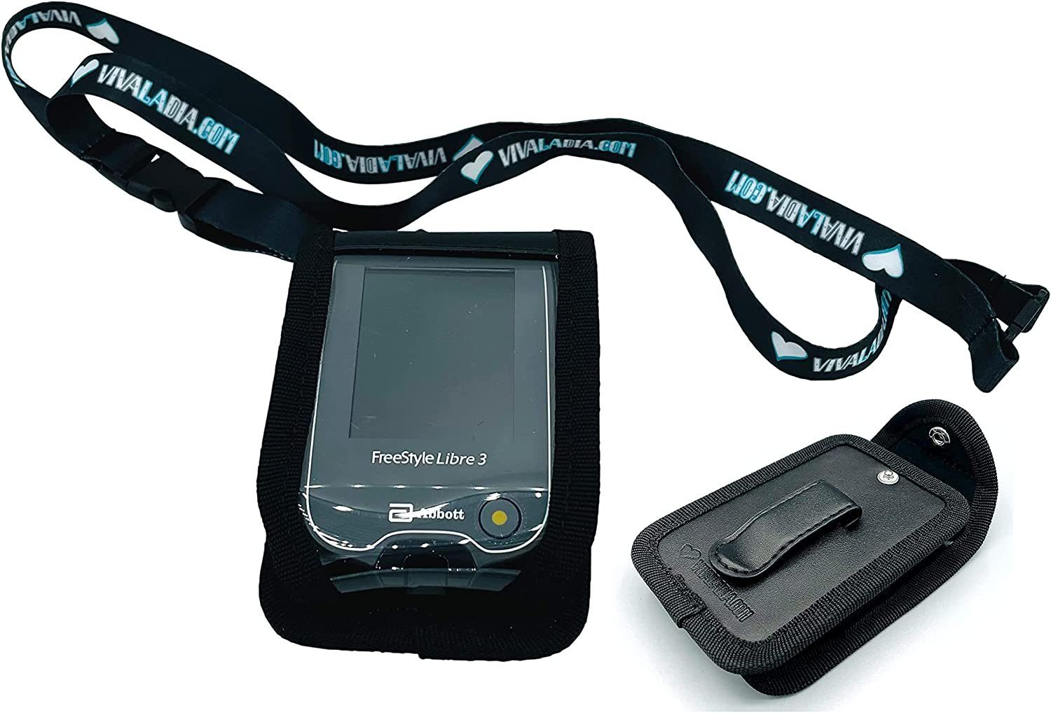 Set, SEWAS Diabetic Aufbewahrungstasche zum Umhängeband 3 Bedien- Umhängen Tasche Sichtfenster, (2-teiliges Care 2-tlg), Messgerät für Freestyle und Libre passend