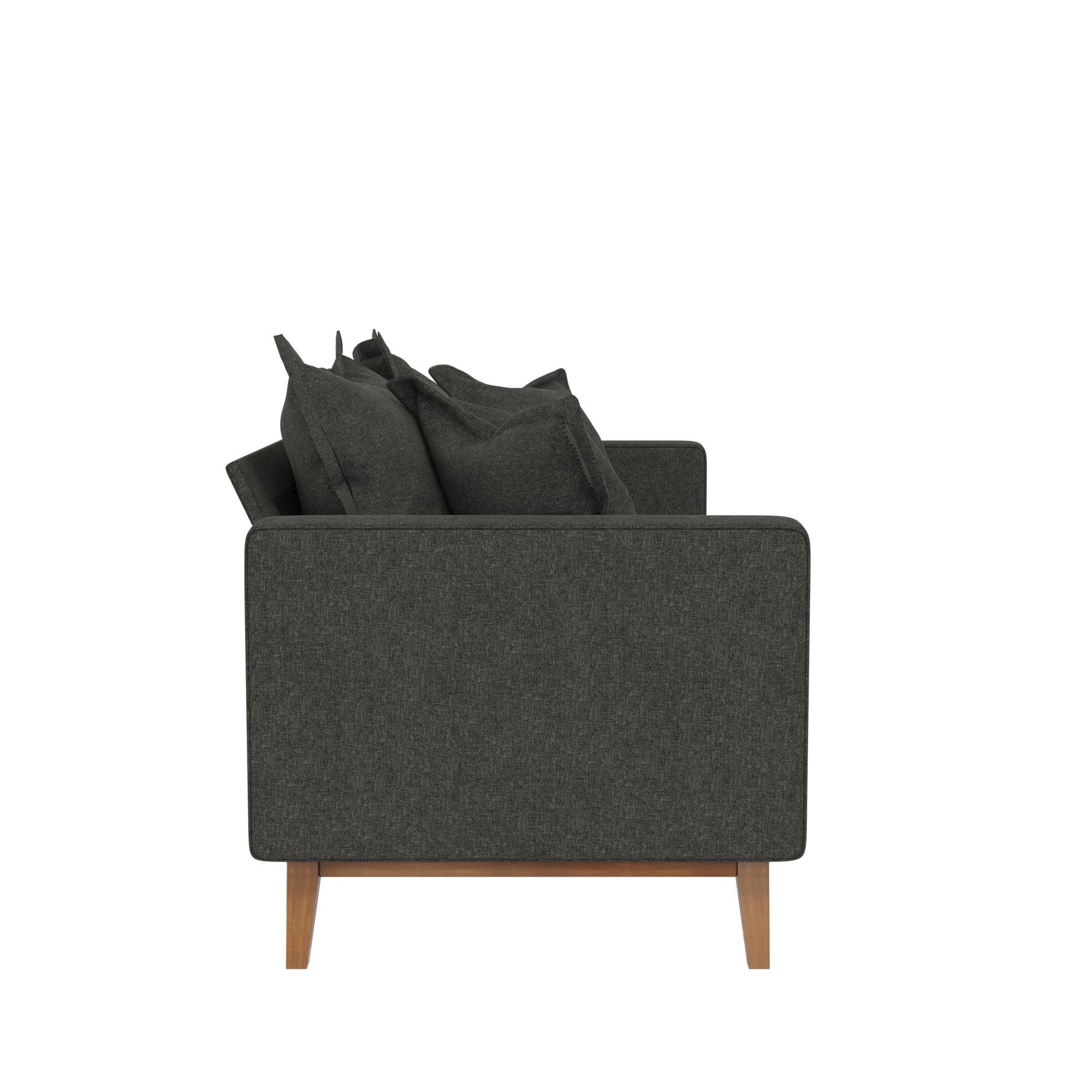 loft24 Sofa Miriam, Couch mit Stoffbezug und Kissen, Gestell aus  Massivholz, 3-Sitzer, Länge 194 cm