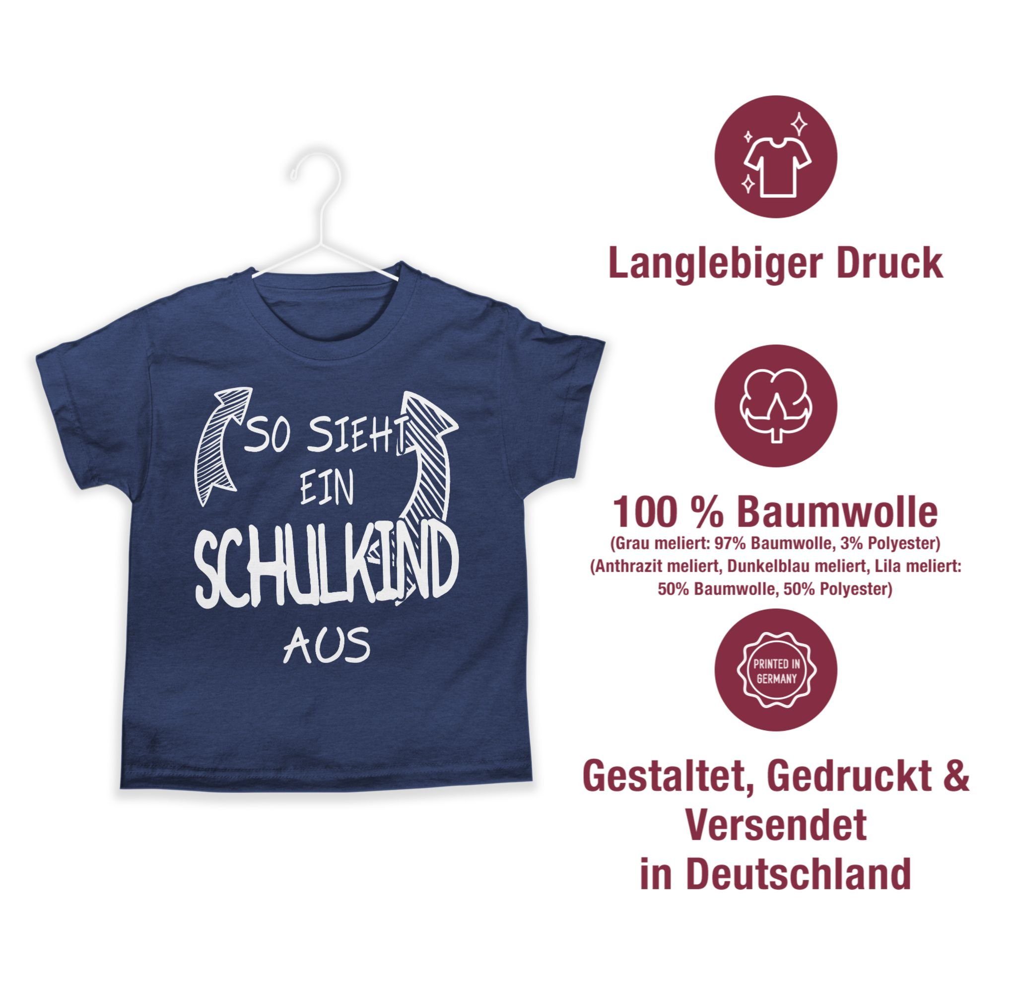 So sieht Einschulung 03 Schulkind Shirtracer Junge Geschenke Schulanfang T-Shirt Meliert ein Dunkelblau aus