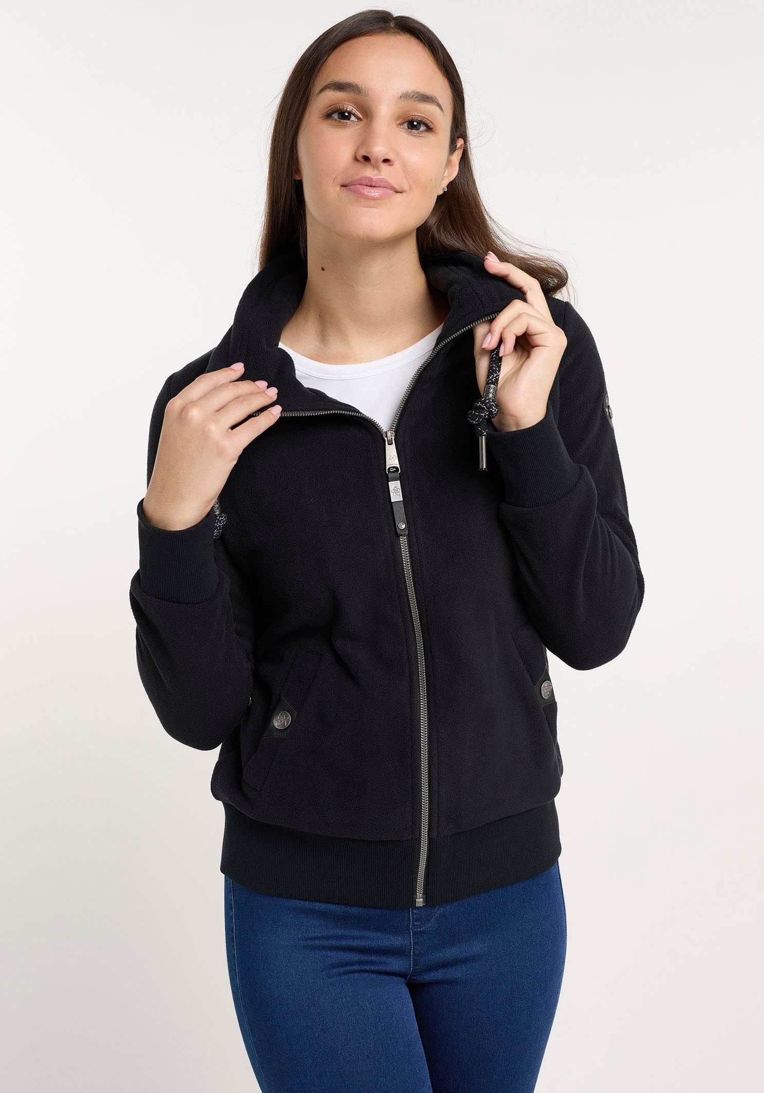 Ragwear Fleecejacke RYLIE FLEECE SOLID ZIP BLACK Fleecejacke