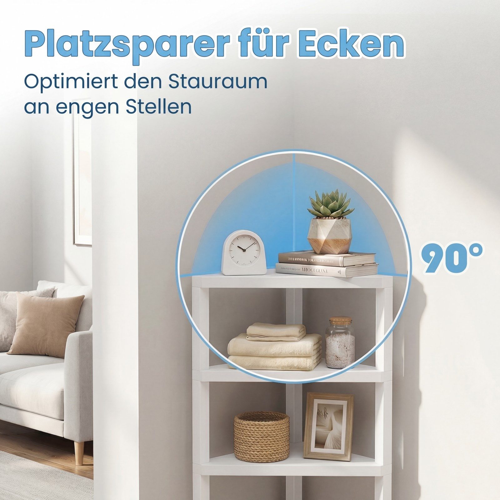 KOMFOTTEU Eckregal, aus Kunststoff mit 4 offenen Ablagen, belastbar bis 32 kg