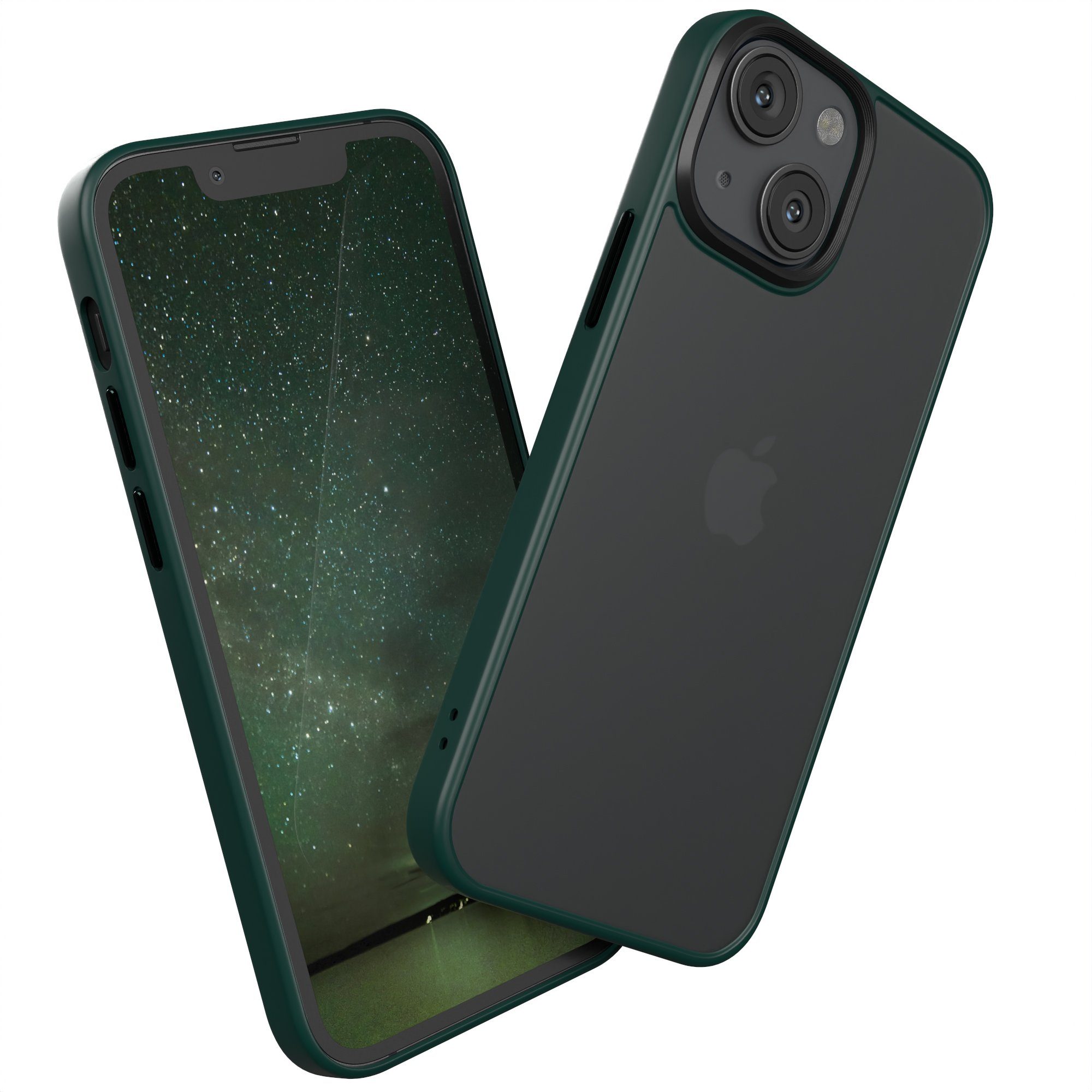 EAZY CASE Handyhülle Outdoor Case für Apple iPhone 13 Mini 5,4 Zoll, Slim Cover Durchsichtig Robust Back Cover stoßfest Grün / Nachtgrün