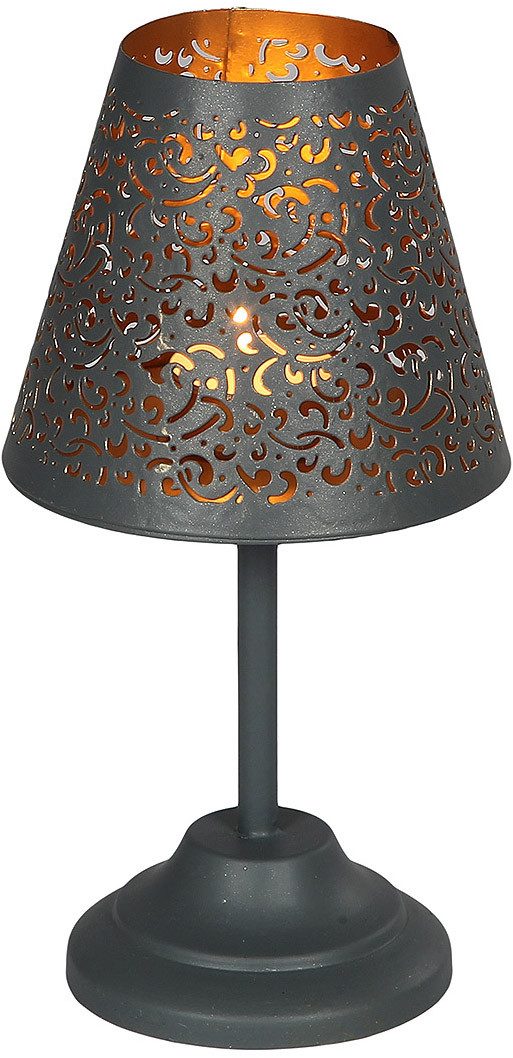 Ambiente Haus Teelichthalter Teeliicht-Lampe in Grau - (H) 24 cm (1 St)