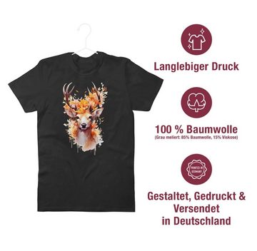 Shirtracer T-Shirt Hirsch Geweih Hirschgeweih Hirschmotiv Geschenk Jäger Jägerin Jagd Mode für Oktoberfest Herren
