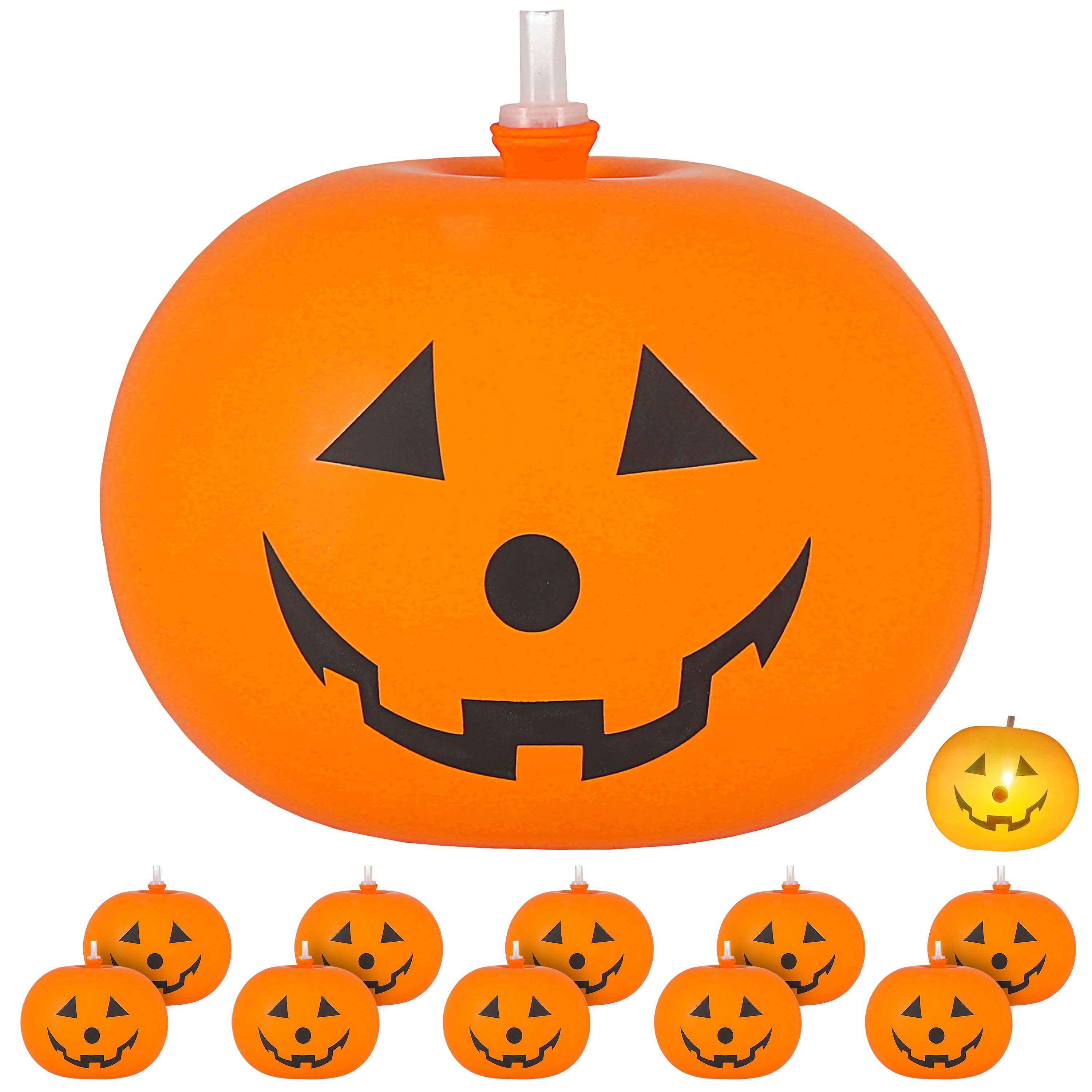 CEPEWA LED Lampion LED Luftballon Kürbis stehend 6x2er Set Ø 20cm Latex orange Halloween