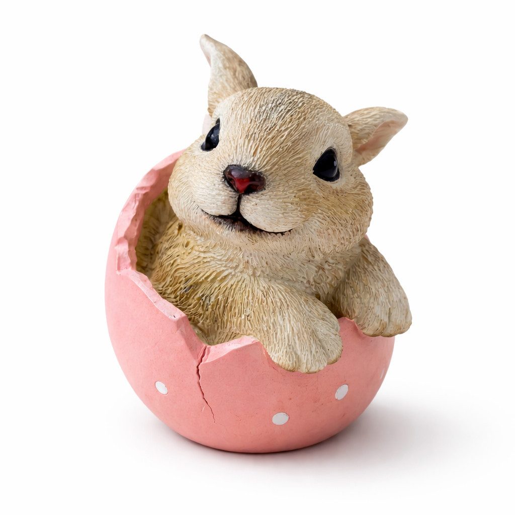 Figuren-Discounter Dekofigur Osterdeko Hase im Ei aus Kunstharz – Dekofigur Rosa, 10 cm (1 St., Hase im Ei)