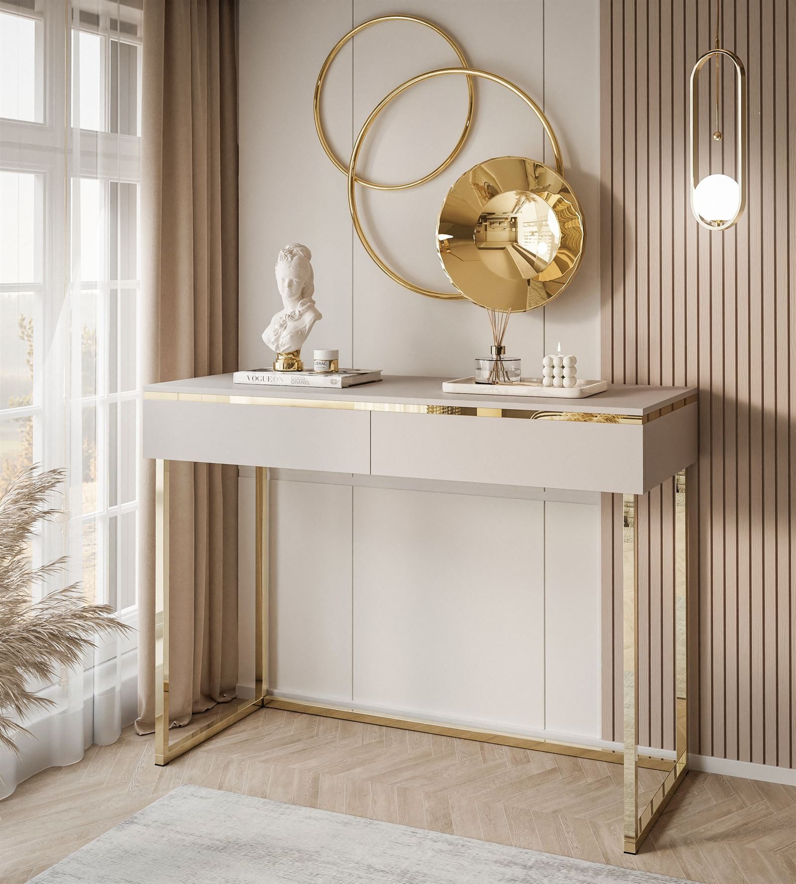 Lookway Schminktisch AURORA GOLD KASCHMIR auf einem goldenen Gestell günstig online kaufen