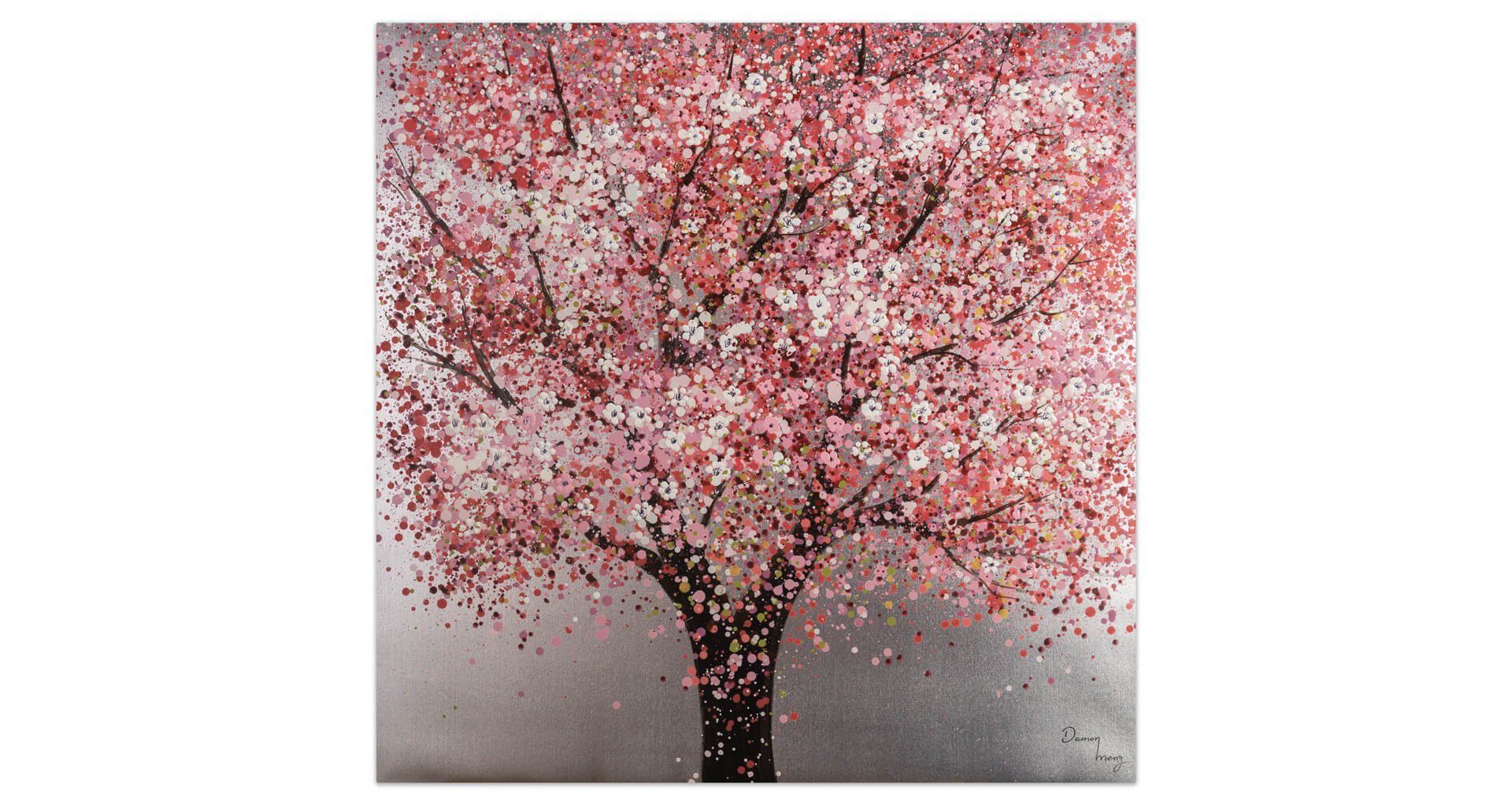 KUNSTLOFT Gemälde Kirschblütenzauber Wohnzimmer Leinwandbild HANDGEMALT Wandbild cm, 100% 80x80