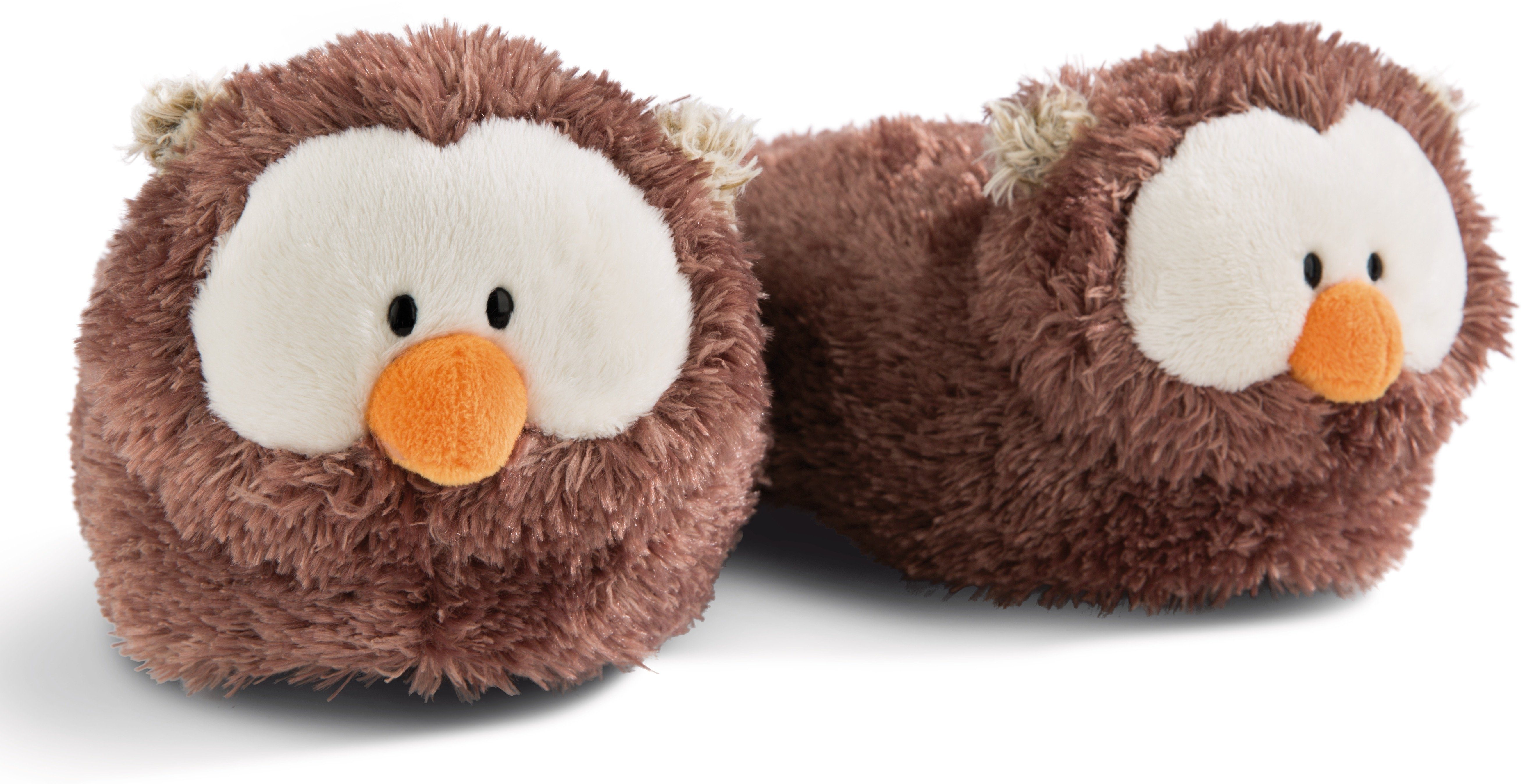 Nici EULE OSCAR Plüsch Hausschuhe Motiv Hausschuh zum Schlupfen