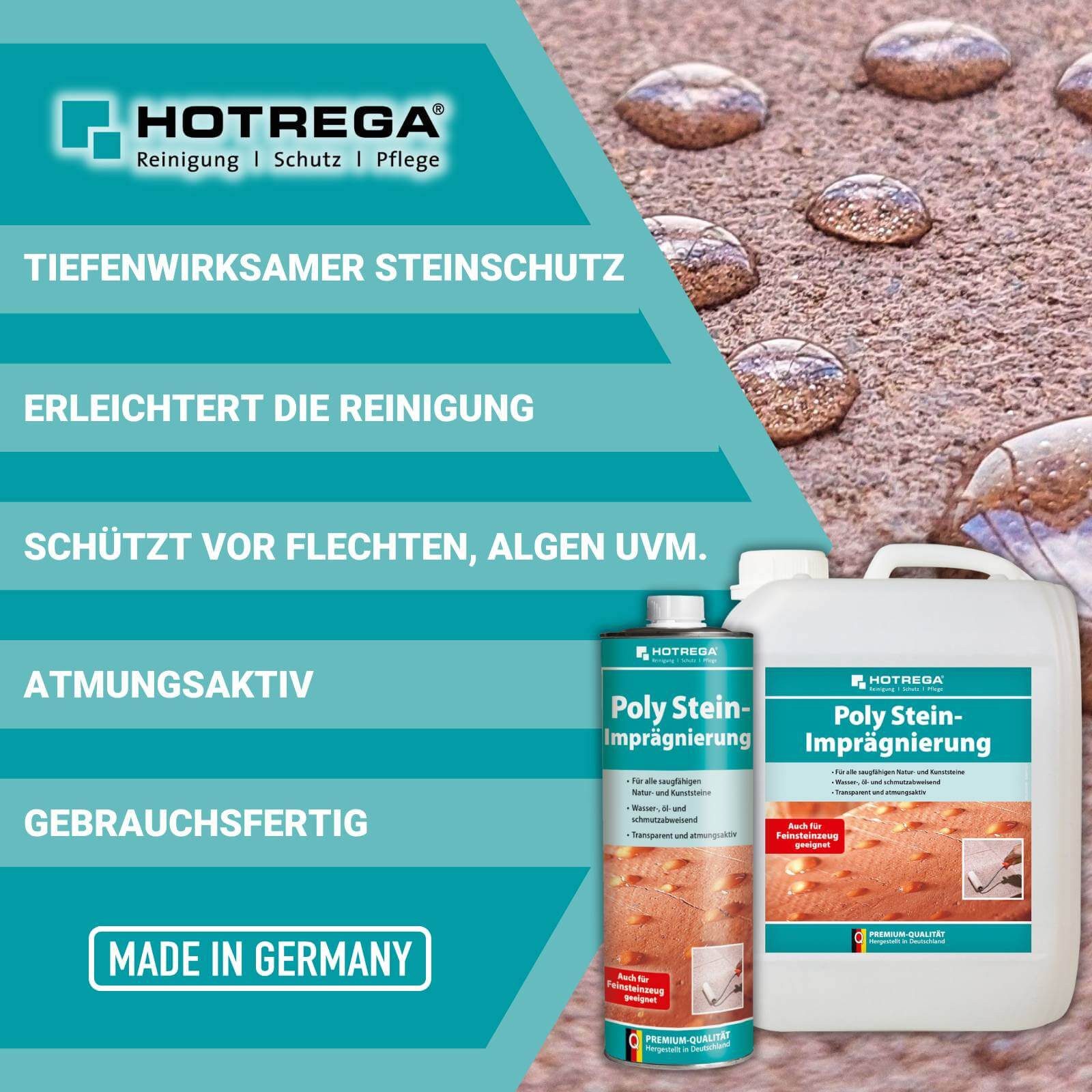 HOTREGA® Poly Stein Imprägnierung Steinimprägnierung Imprägniermittel Protect Naturstein-Imprägnierung