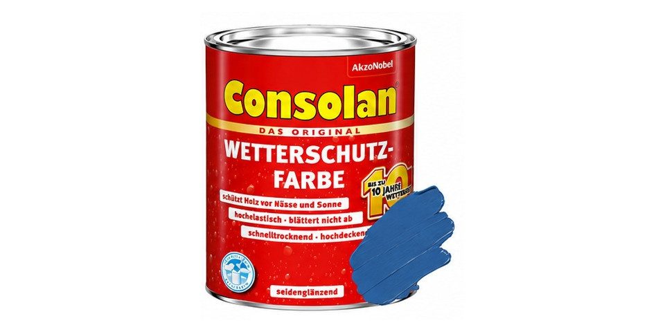 Consolan  Holzschutzlasur Consolan Wetterschutz-Farbe 0,75 L sommerblau
