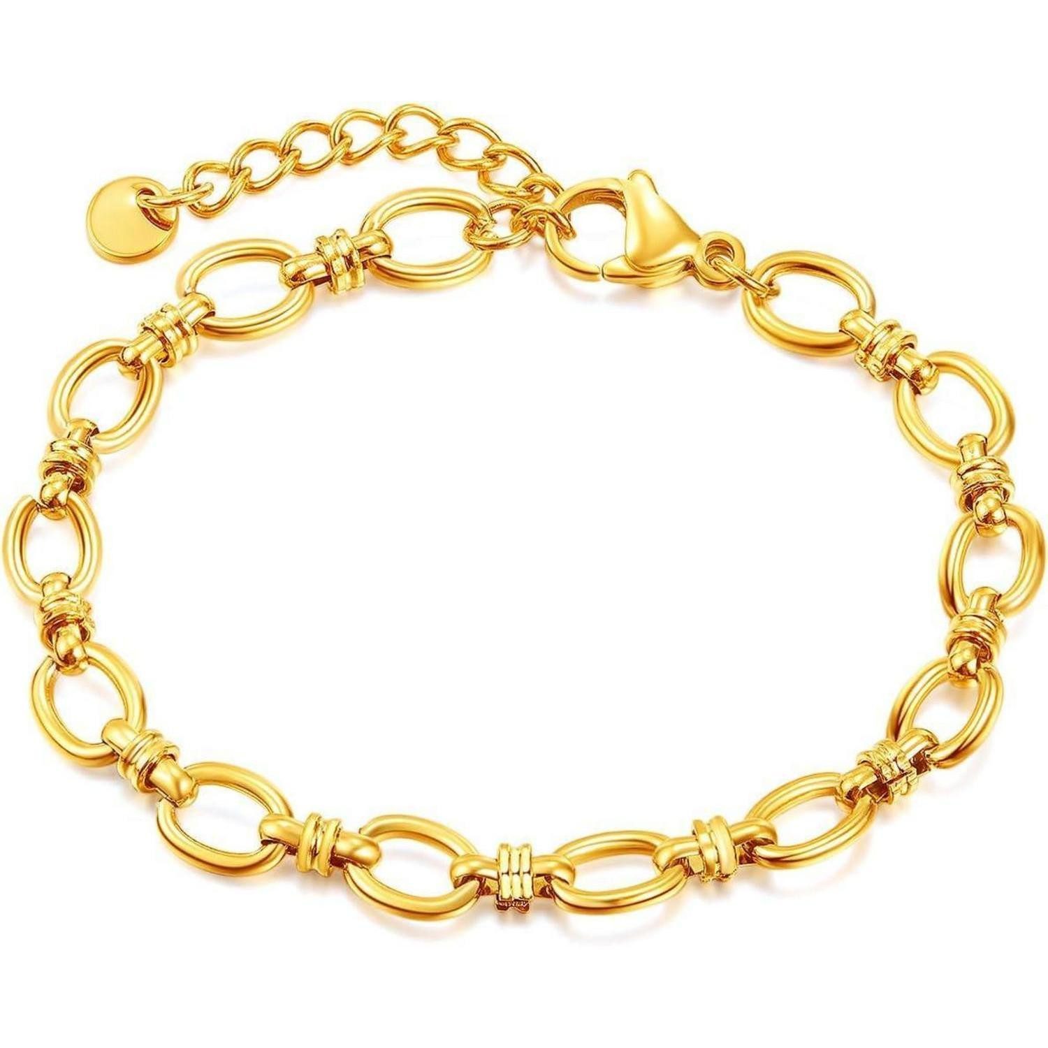 LuxusKollektion Gliederarmband Damen Edelstahl Armband Gliederarmband Silber Gold 316L 21 cm