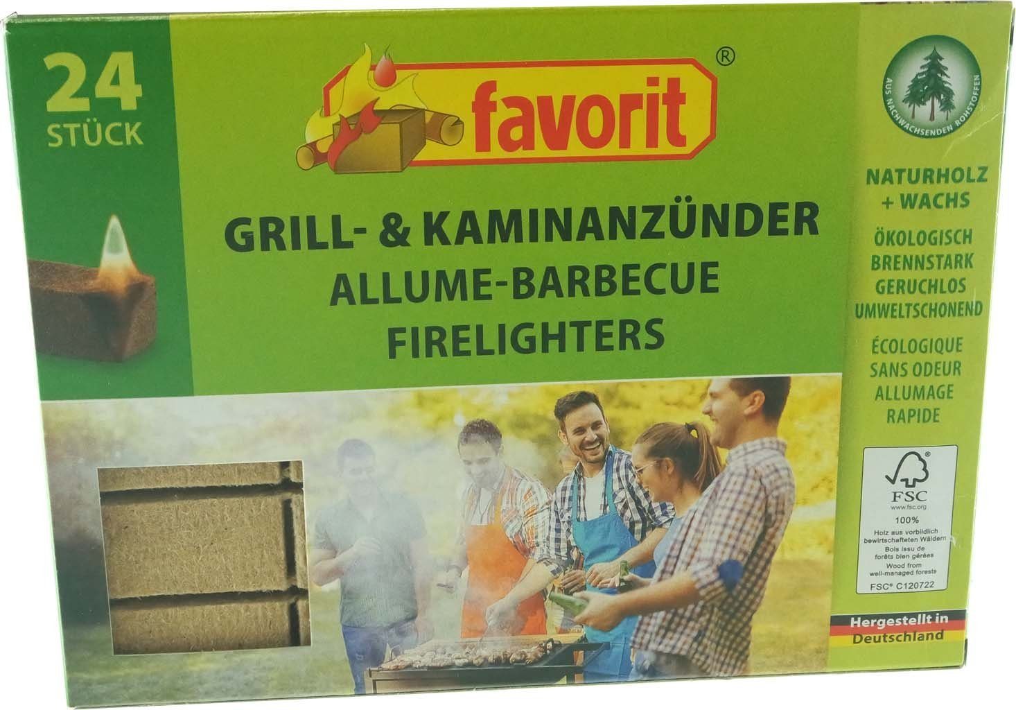 favorit Grillanzünder Grill-/Kohleanzünder Öko 24er Würfel 100% FSC, (Packung, 1-St., Grill-/ Kohleanzünder), Grillanzünder Kaminanzünder Öko Würfel
