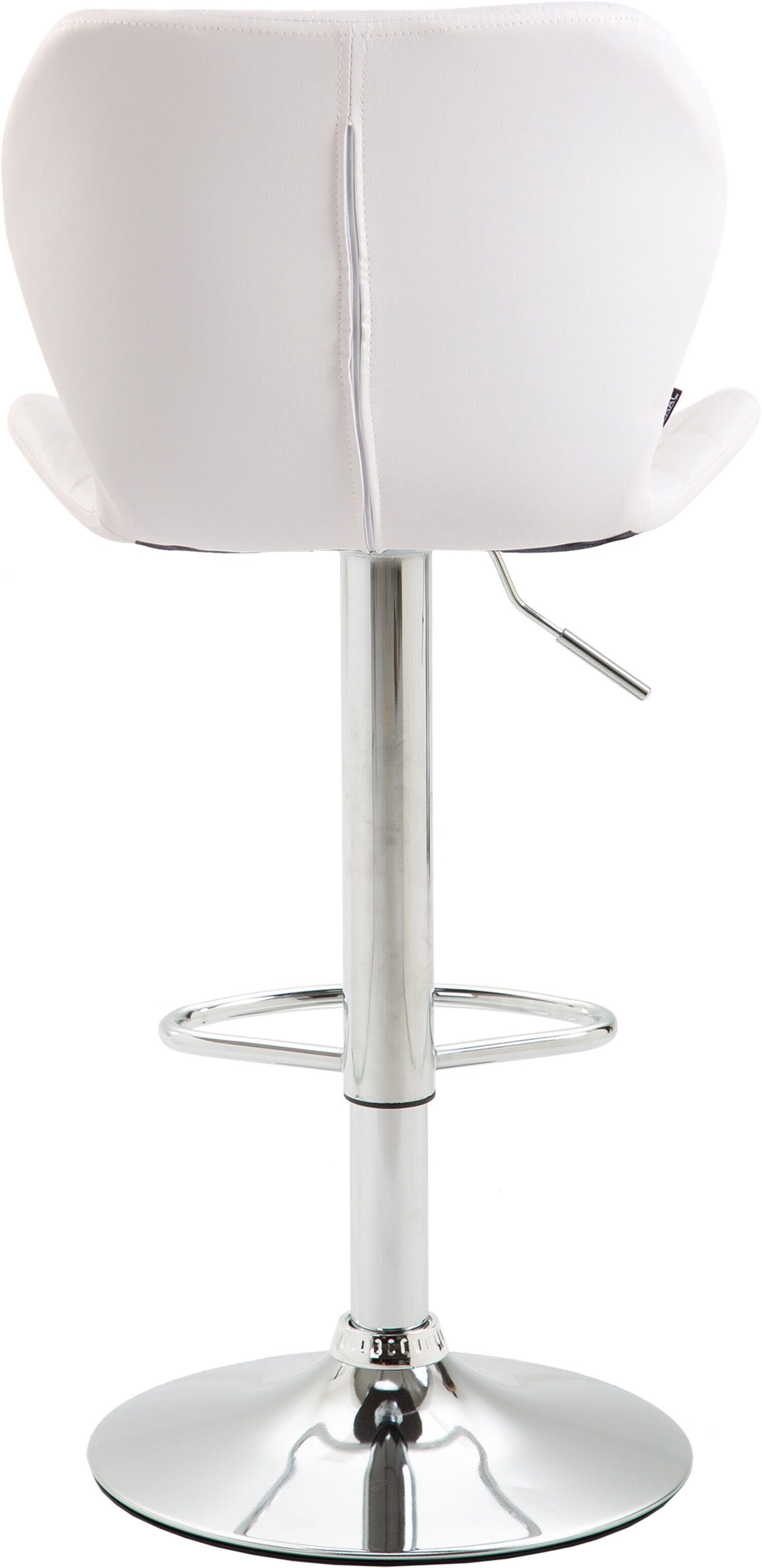 TPFLiving (Barstuhl Barhocker Metall Kunstleder drehbar angenehmer - chrom 360° & und Cora Hocker - und mit höhenverstellbar), Gestell Sitzfläche: Küche Fußstütze Weiß Theke Rückenlehne bequemer für