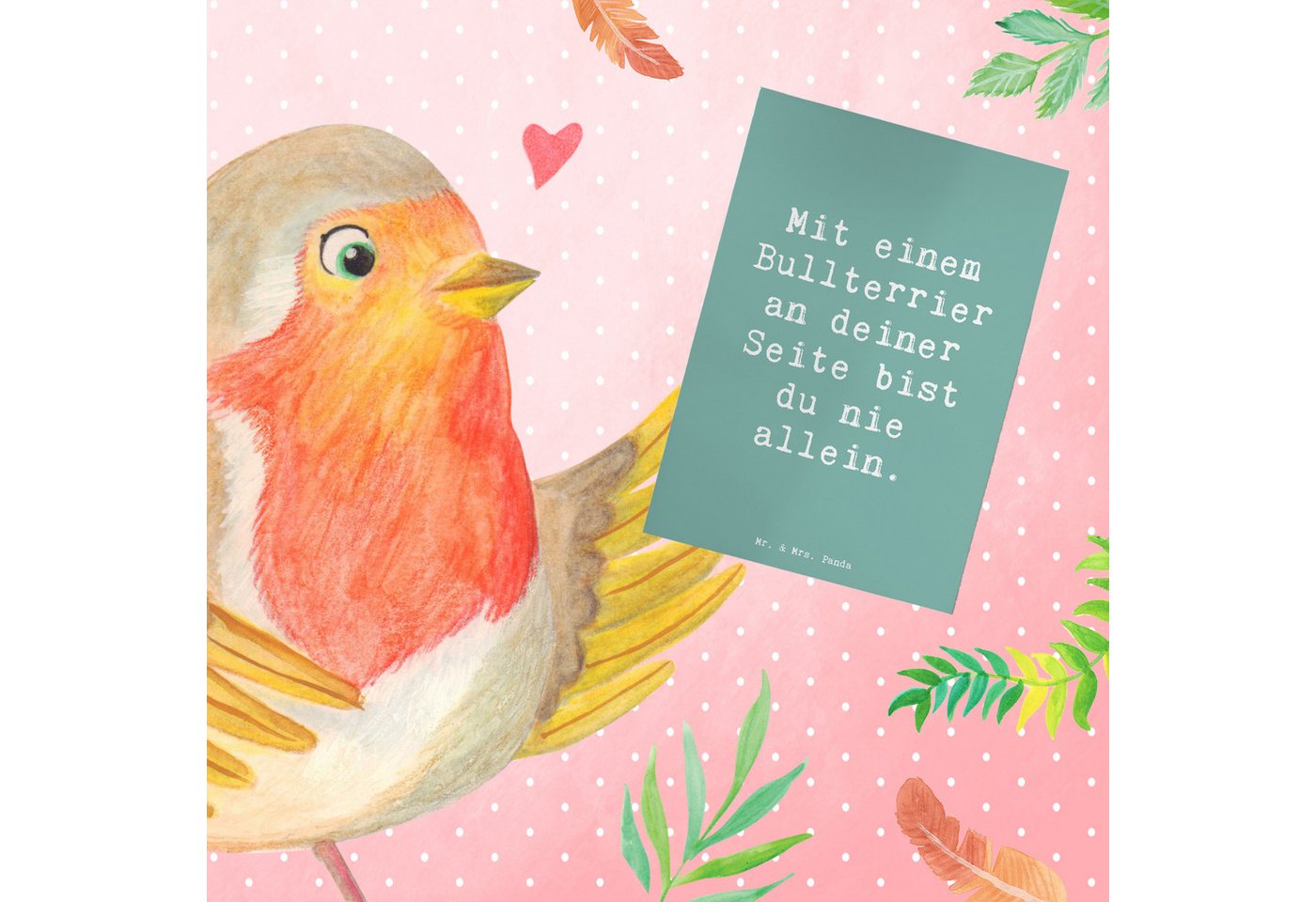 Thumbnail - Mr. & Mrs. Panda Grußkarte Spruch Bullterrier Begleiter - Meeresbrise - Geschenk, Trost spenden
