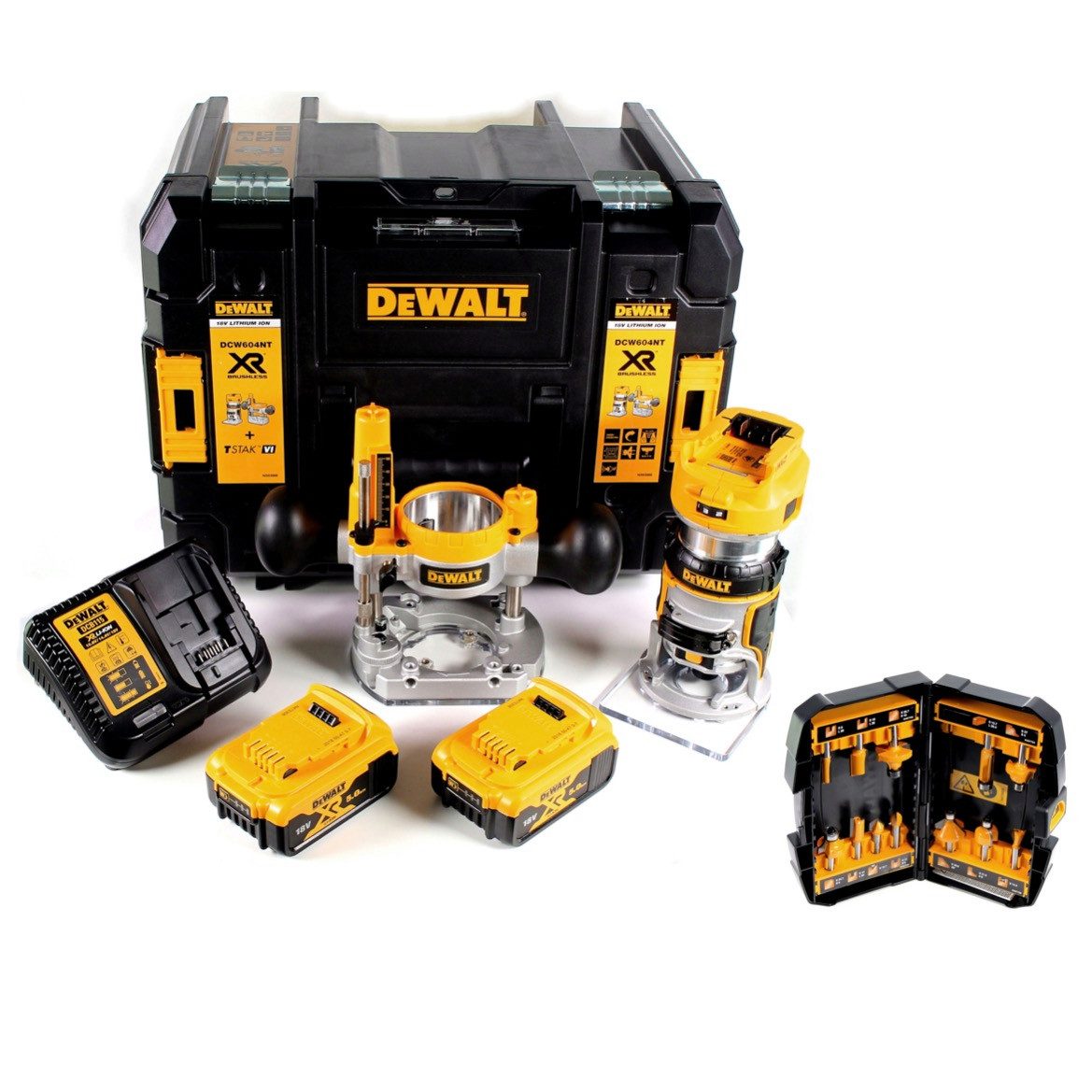 DeWalt Akku-Multifunktionsfräse DCW 604 P2 Akku Kombifräse 18V 55mm + 2x Akkus 5,0 Ah + 1x