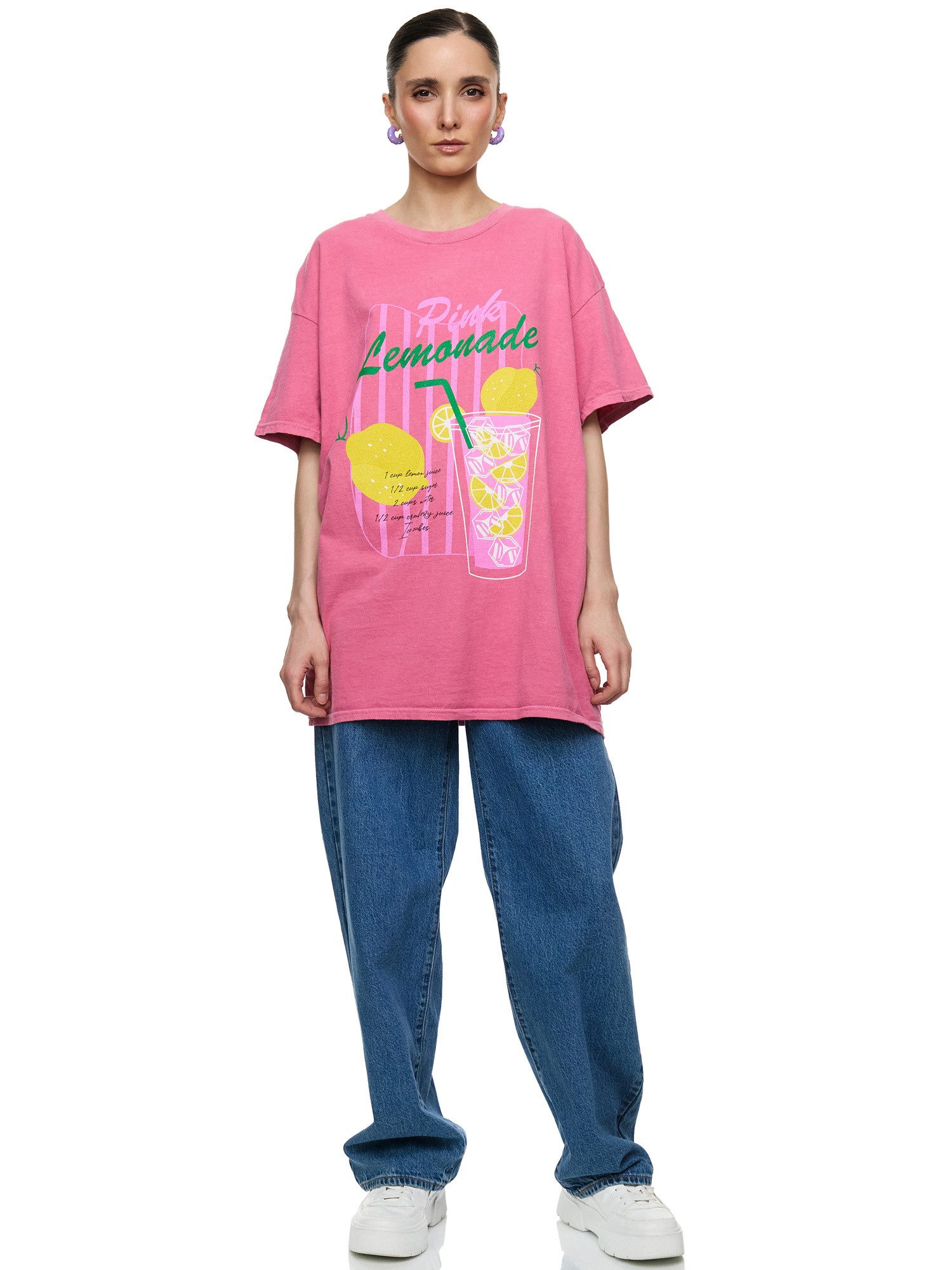 Worldclassca T-Shirt Worldclassca Oversized Print PINK LEMONADE T-Shirt Som günstig online kaufen