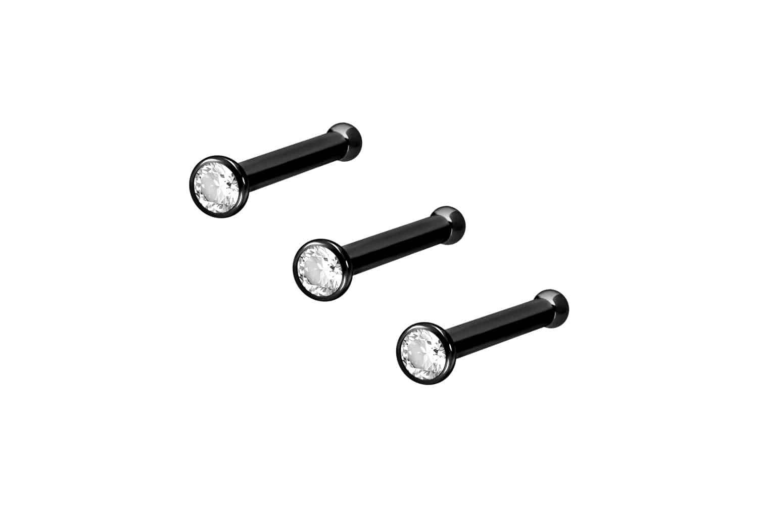 Nasenpiercing 3er Set Titan Nasenstecker Pin KRISTALL