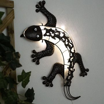Globo LED Dekofigur, LED-Leuchtmittel fest verbaut, Solar Wandlampen für Außen Tier Gartenfigur Gecko