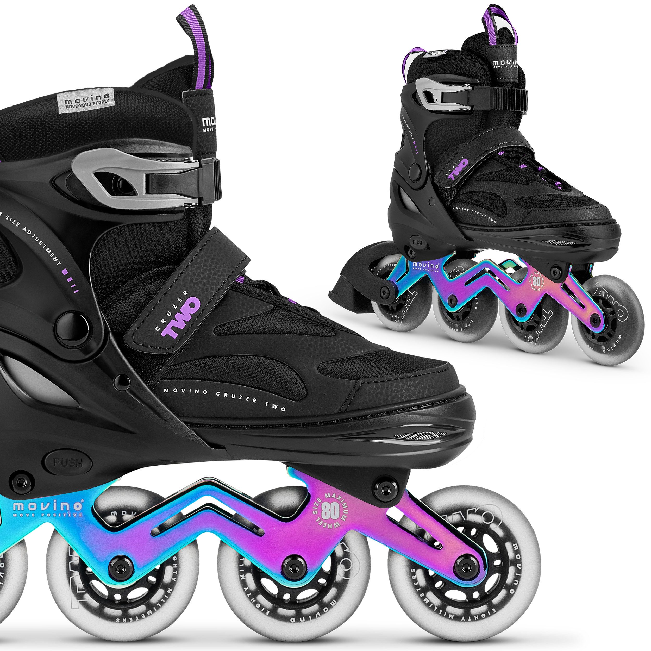 Movino Rollschuhe Verstellbare Inliner MOVINO CRUZER TWO 80mm Rollen ABEC7 Alu-Schiene