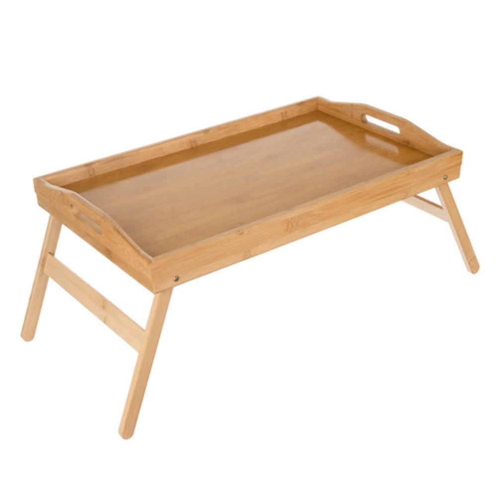 Ruhhy Laptoptisch Klappbarer Bambus-Frühstückstisch (Spar-Set, 1-St., 1 Tisch mit Füßen), Frühstück im Bett mit Laptop-Funktion