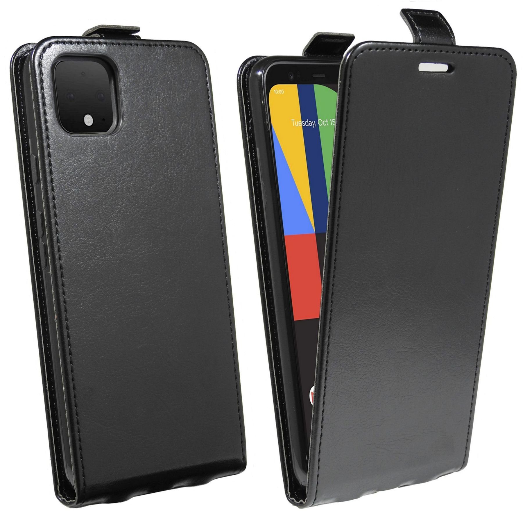 cofi1453 Handyhülle Flip Case für Google Pixel 4, Schutzhülle Handy Flip Cover Klapptasche Schwarz