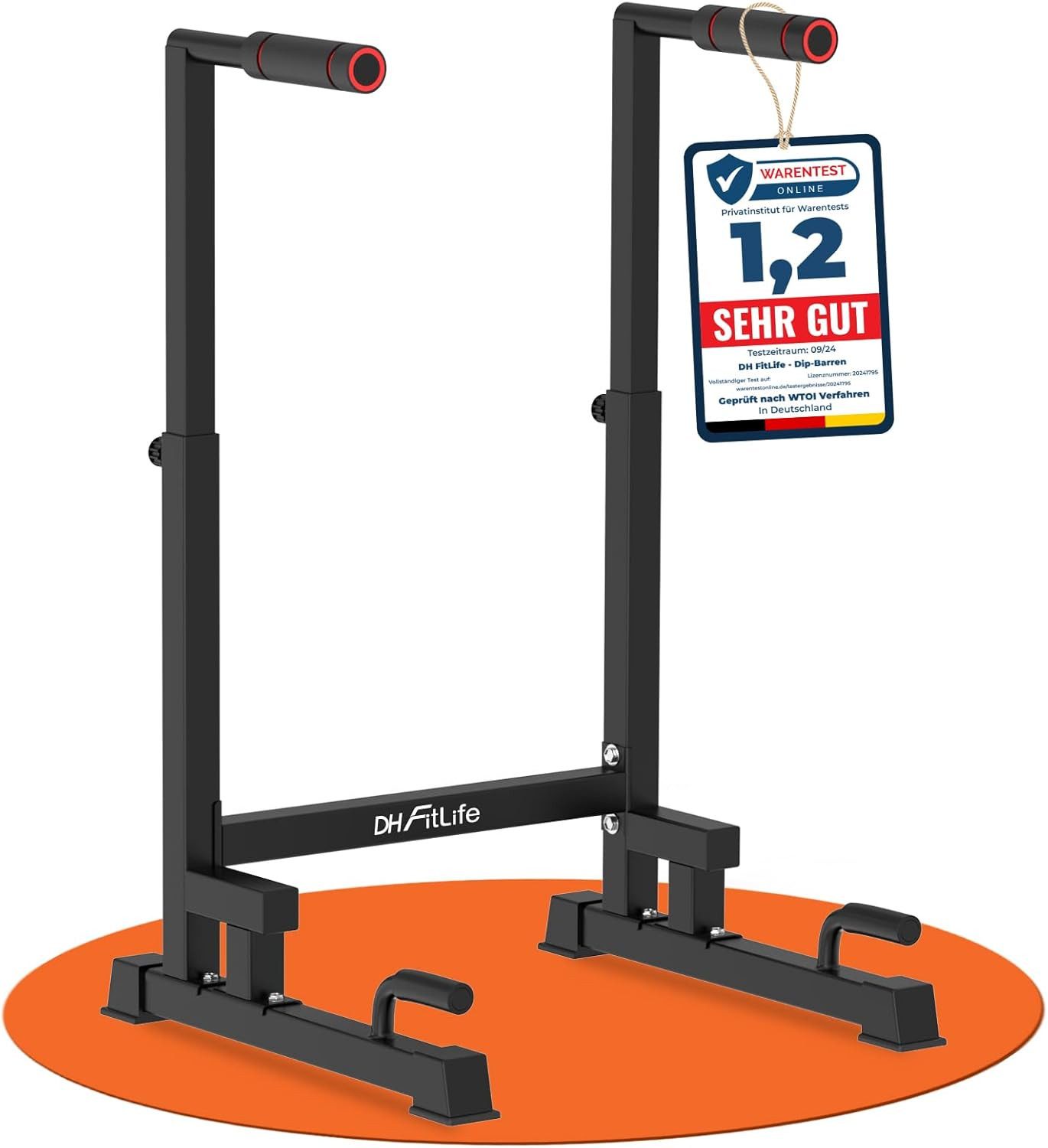 DH FitLife Liegestützgriffe Dip Barren Bars, Dipständer, Dip Station, Dip Stange (Kraftstation Fitnessgerät für Zuhause, Parallettes Calisthenics Training Equipment), Krafttraining 100-130 cm 9-fach verstellbar
