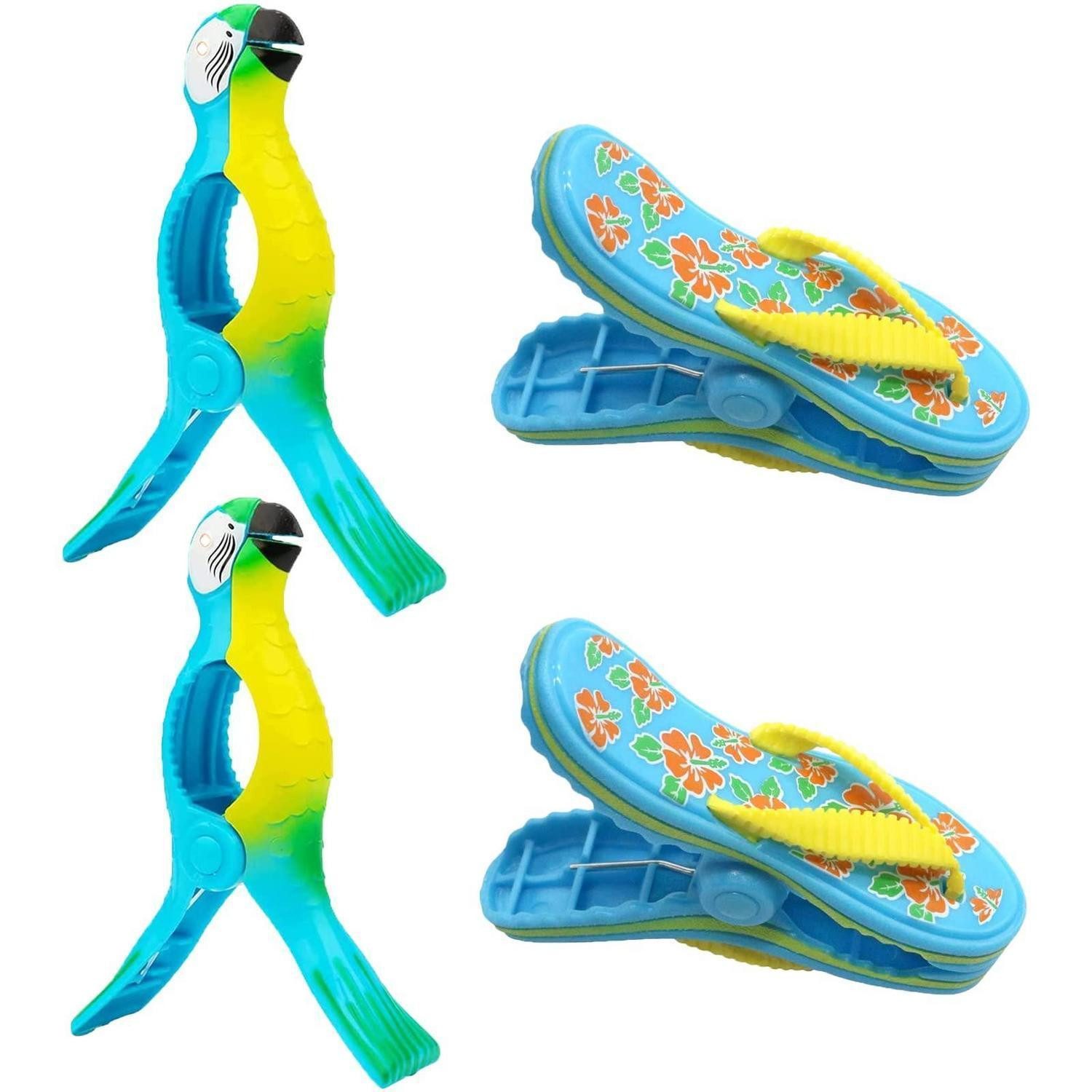 LuxusKollektion Sturmwäscheklammern Strandtuchklammern 4er Set bunte Sommer-Designs