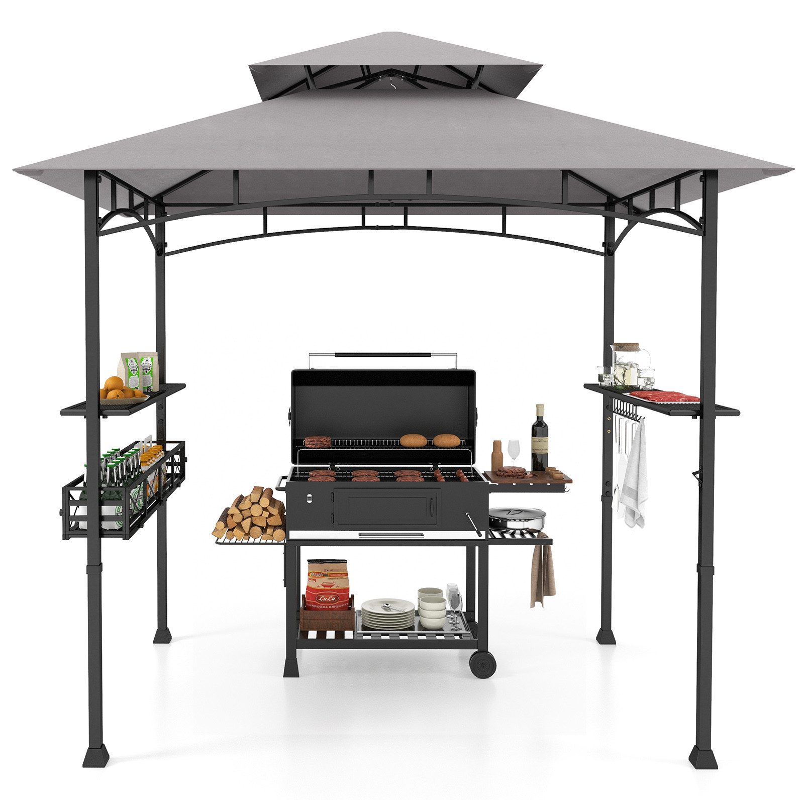 COSTWAY Grillpavillon, 242 x 153 x 250 cm BBQ Pavillon günstig online kaufen