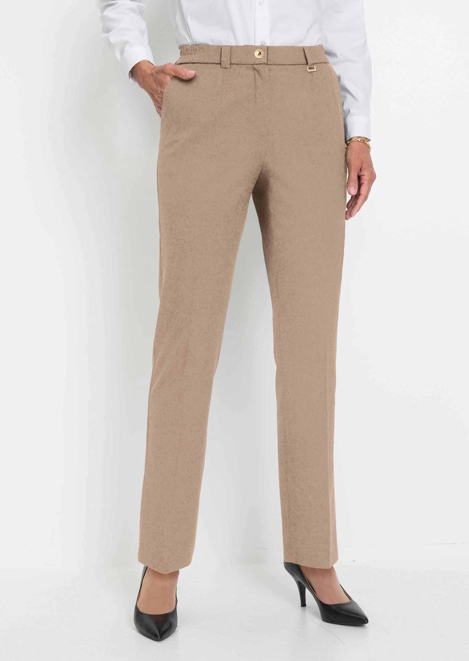 GOLDNER Stoffhose Bequeme Hose CARLA mit Bügelfalte beige