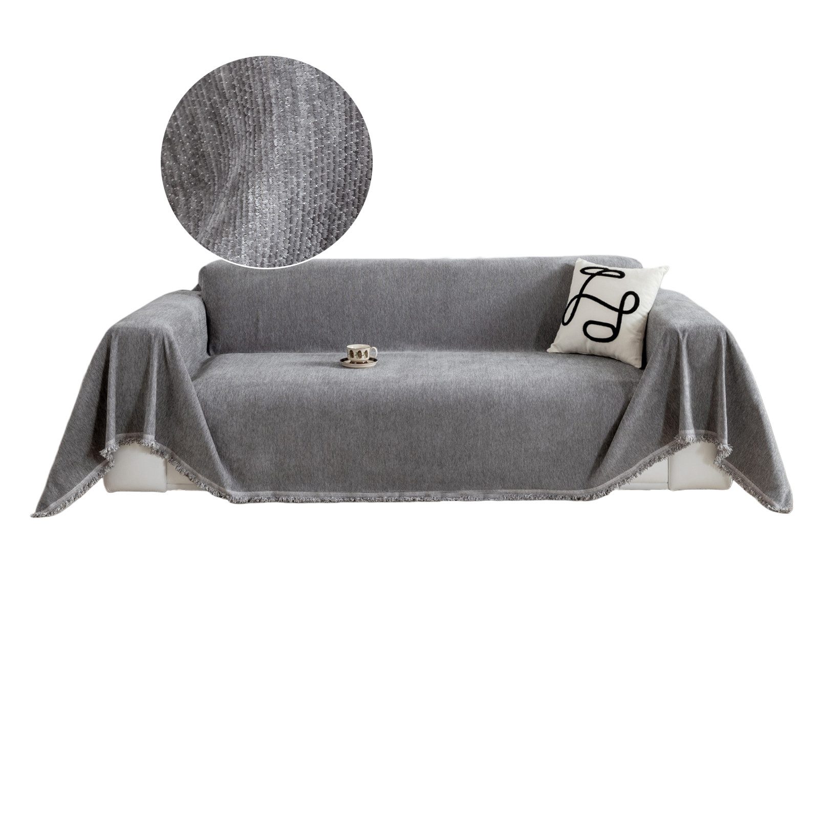 Jibenhome Sofabezug Chenille Couch Überwurfdecke für Sofa mit Quasten, 3 Gr günstig online kaufen