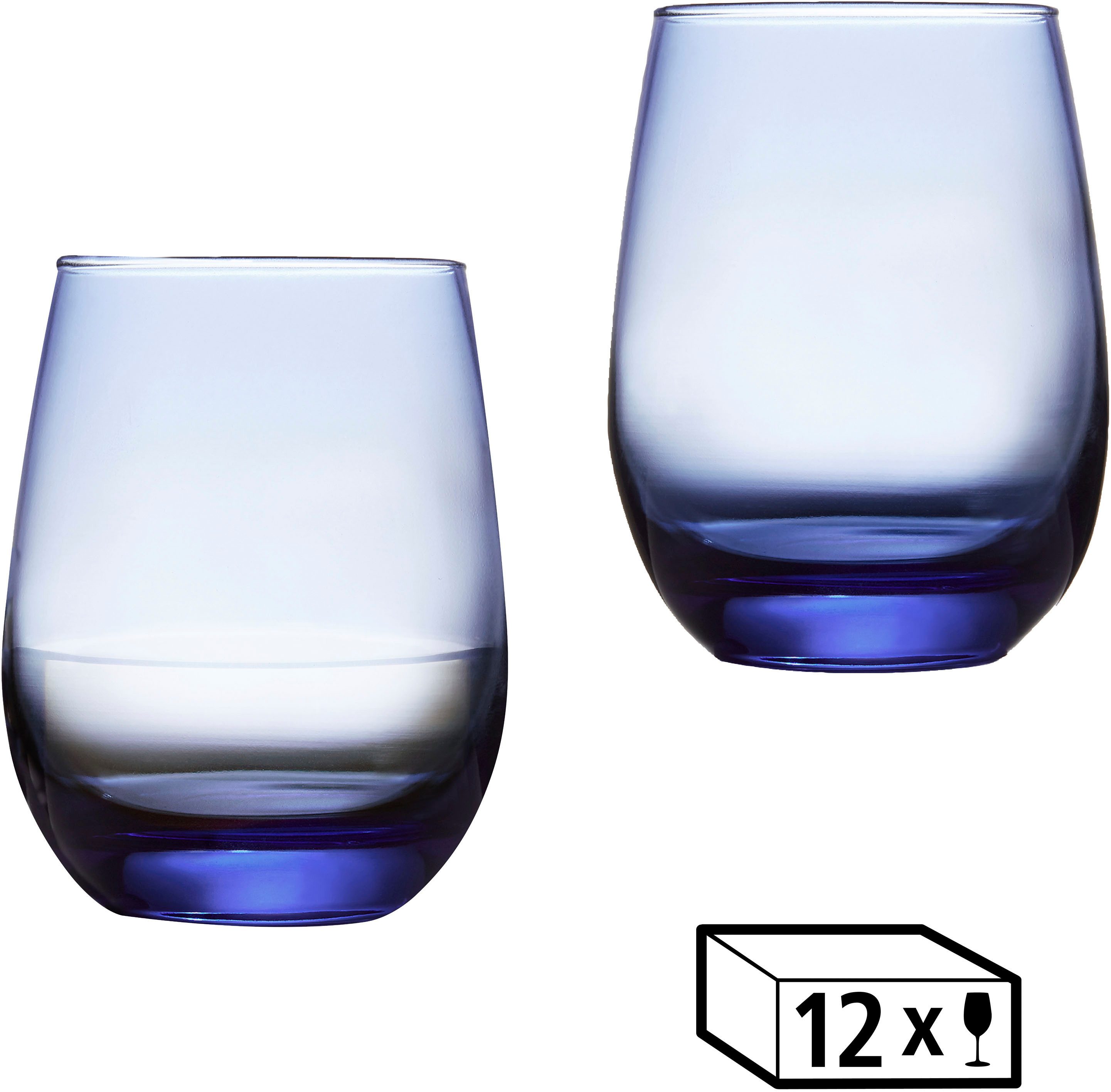 LIBBEY Скло-Set Libbey Weinglas, 12er Set -STEMLESS-, Glas, 451 ml, hochwertig verarbeitet, im modernen Design