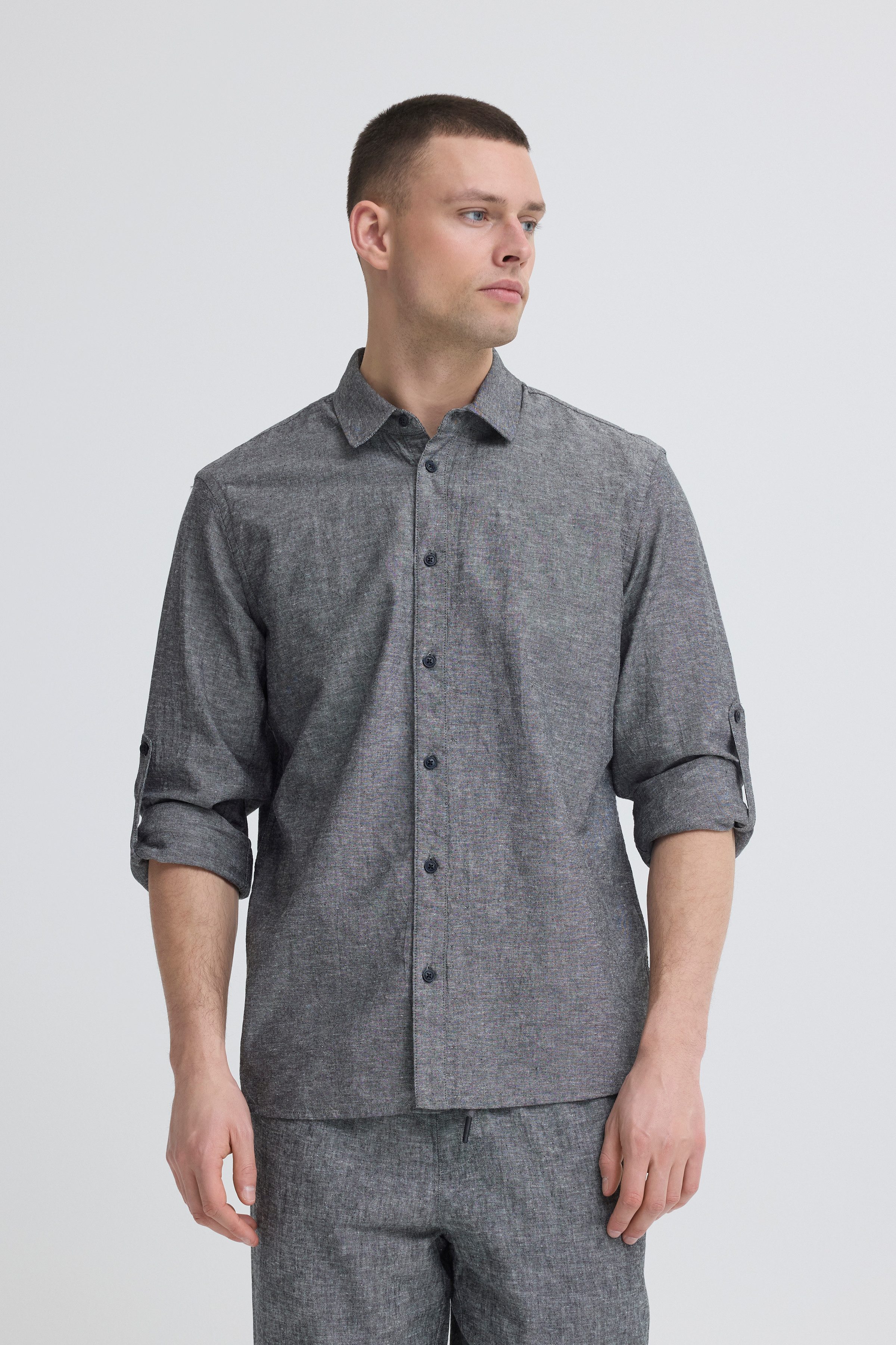 Blend Langarmhemd BHABAN SHIRT PP NOOS mit normalem Hemdkragen, Regular Fit, in Leinenoptik
