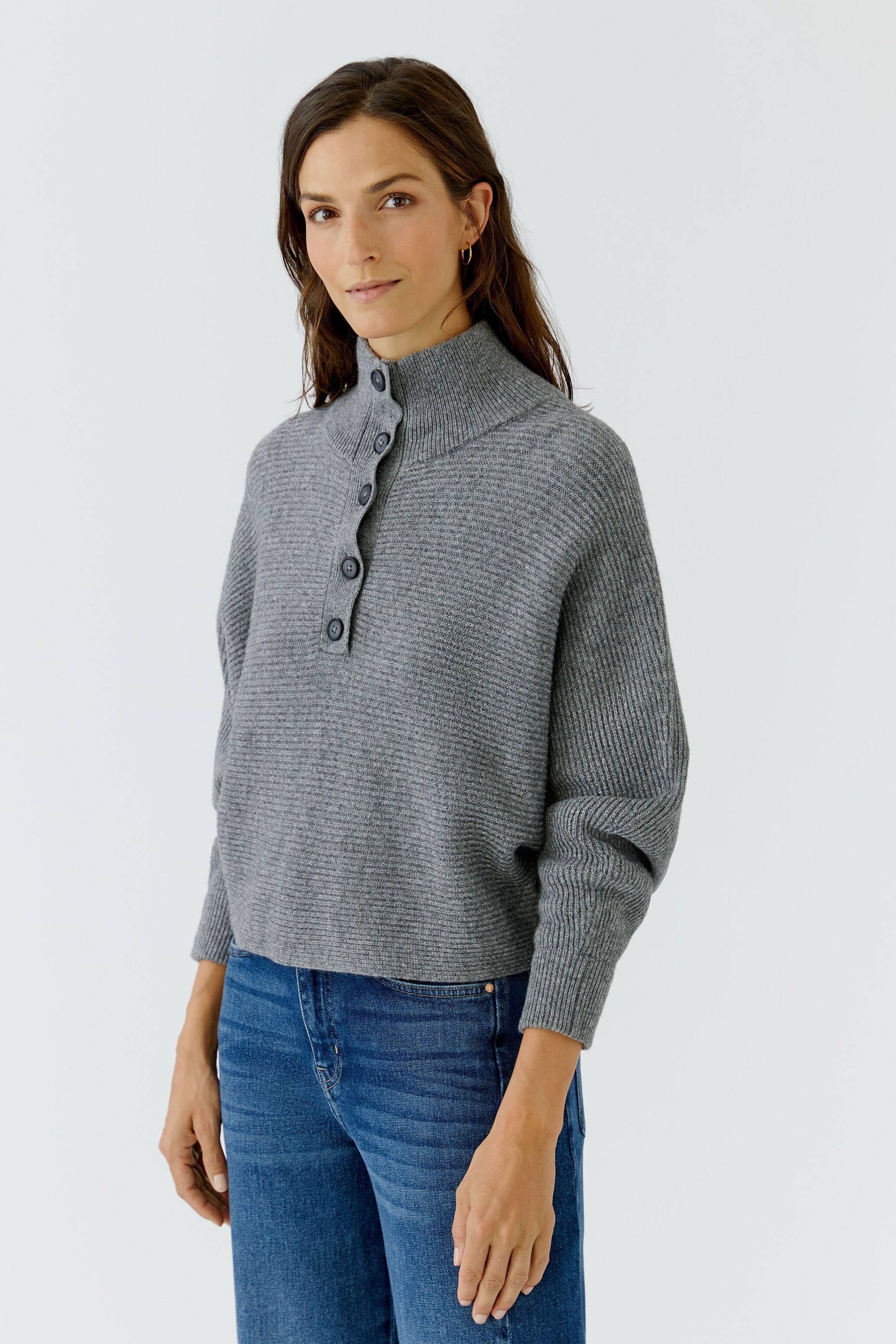Oui Strickpullover Lässig geschnitten Rollkragen