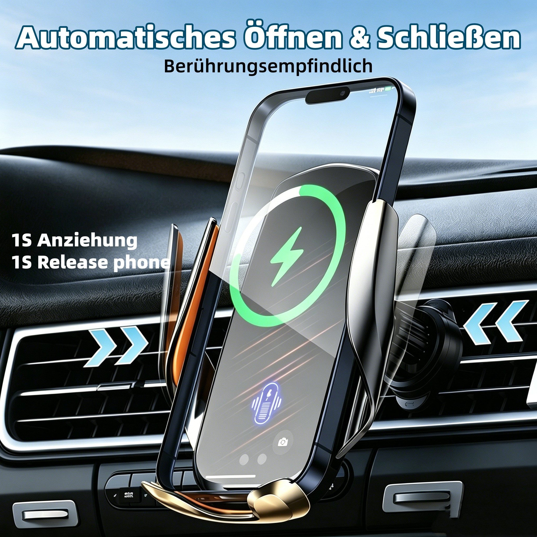 neue dawn Handy-Halterung Kabelloses Ladegerät Induktives Auto Handyhalterung für iPhone Samsung, (für iPhone 17 16 15 14 Pro Max,Samsung Galaxy S26 S25 S24 S23 Serie)
