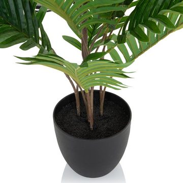 Kunstpflanze Kunstpflanze ARECA Kunststoff, Stoff Palme, hjh OFFICE, Höhe 70.0 cm, Künstliche Pflanze Zimmerpflanze, Goldfruchtpalme im Kunststoff-Topf