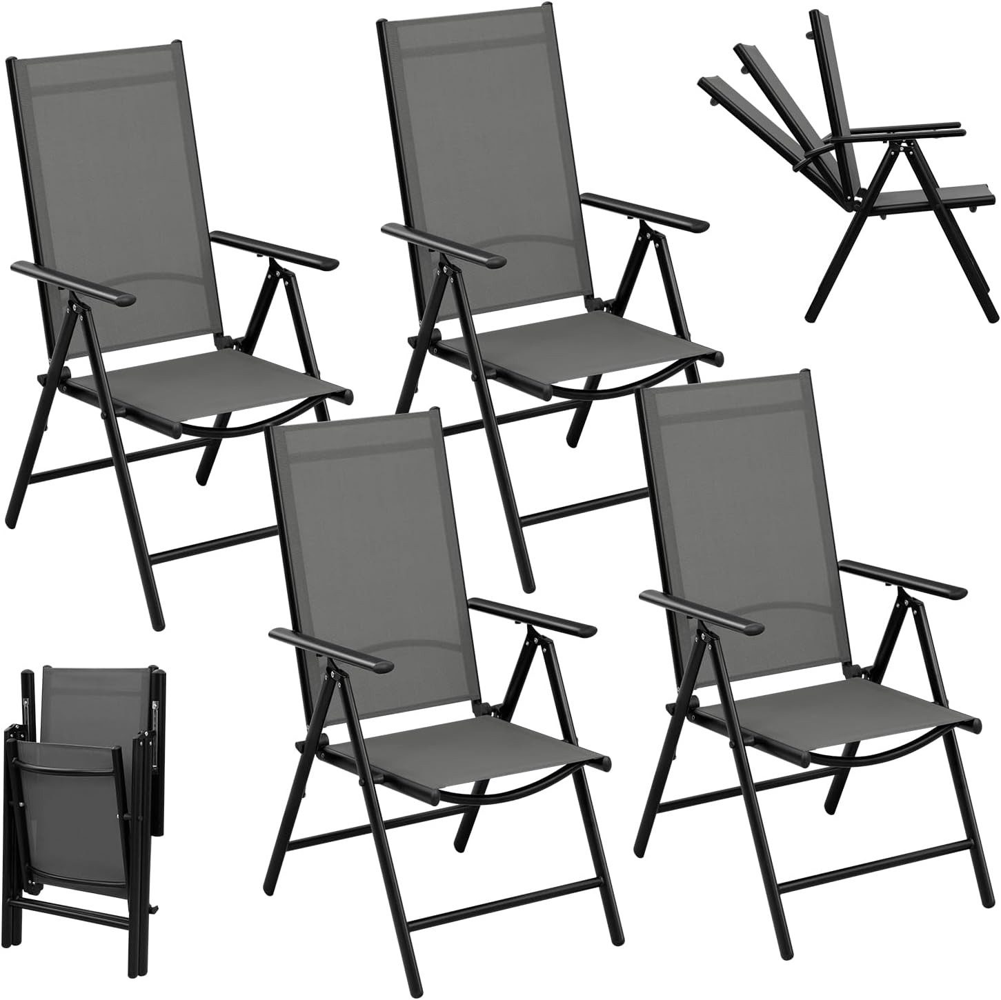 EUGAD Gartenstuhl (4 St), klappbar, 7-Fach verstellbare Rückenlehne, wetter günstig online kaufen