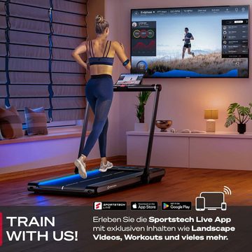 Sportstech Laufband sWalk Plus, 2in1 LED Laufband und Walking Pad bis 12 km/h, klappbar, Bluetooth