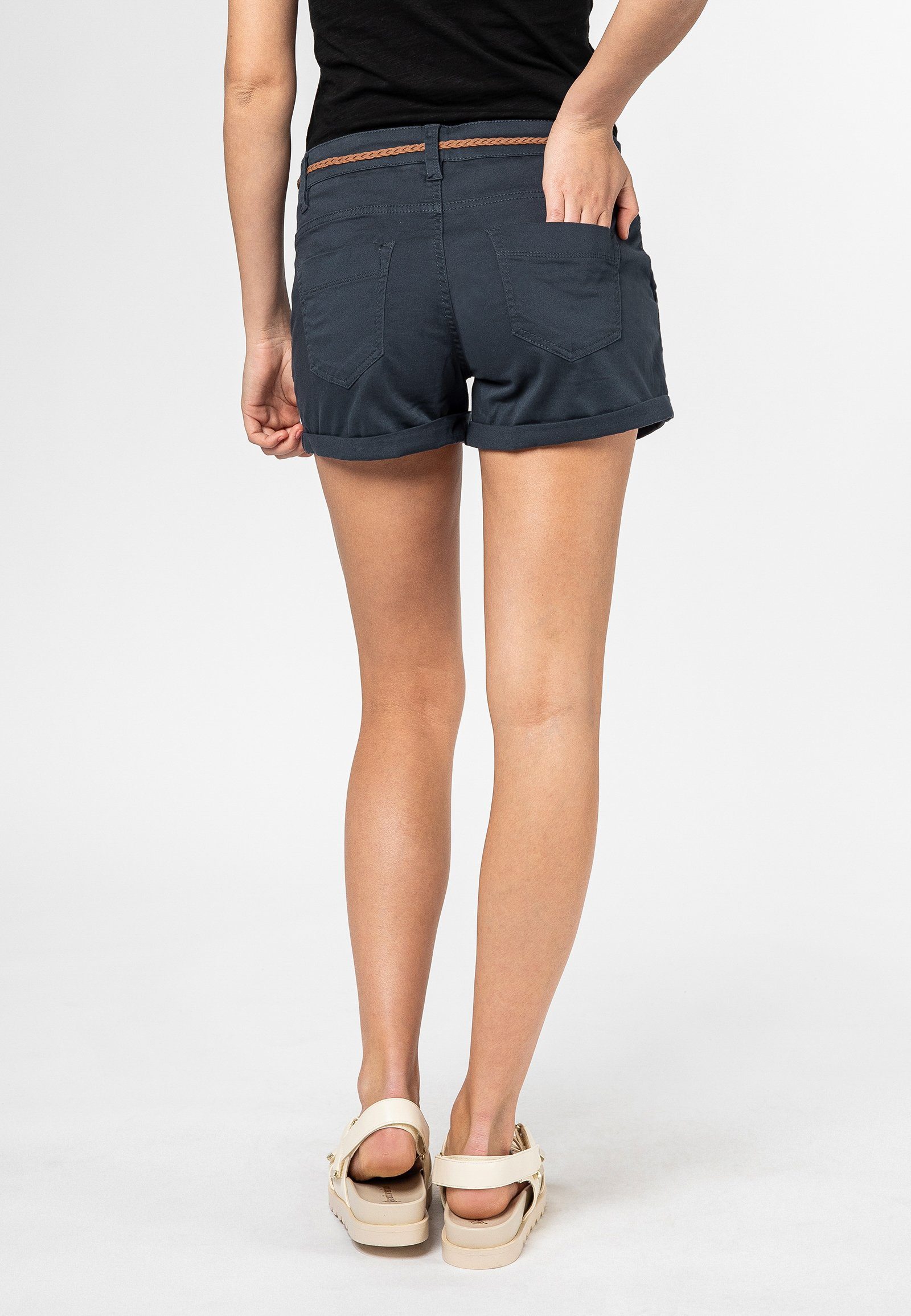 SUBLEVEL Chinoshorts Damen Stretch-Shorts mit Flechtgürtel Sommerhose, Berm günstig online kaufen