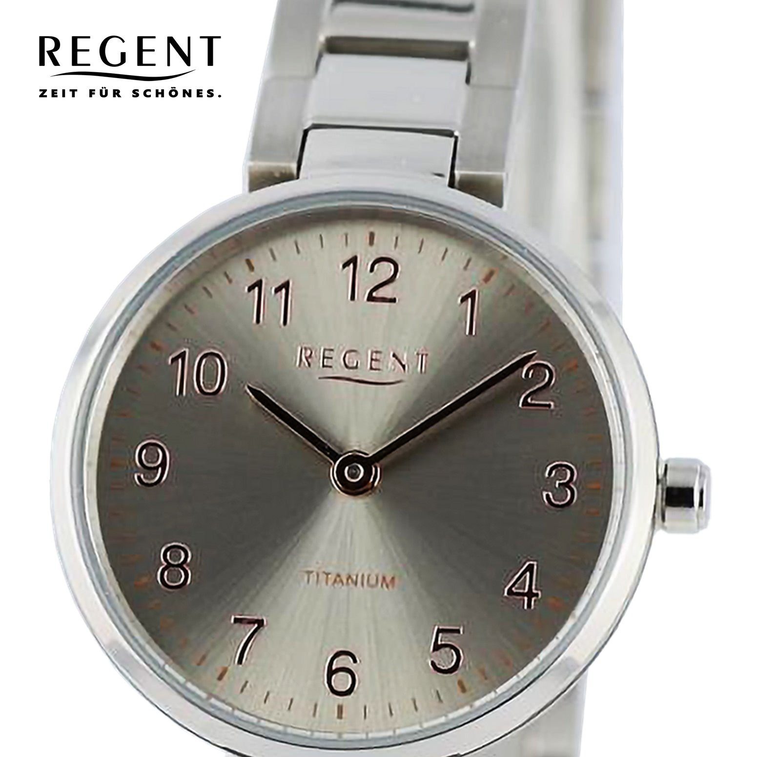 Regent Quarzuhr Regent rund, Armbanduhr Damen (ca. groß Analog, extra Damen Metallarmband Armbanduhr 26mm)